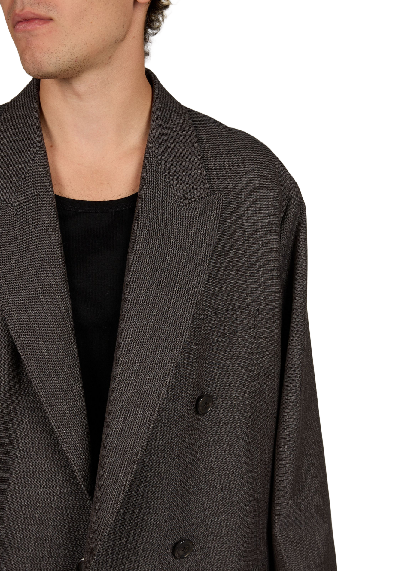 Weiter, taillierter, gestreifter Blazer aus Wolle und Baumwolle OUR LEGACY Grau