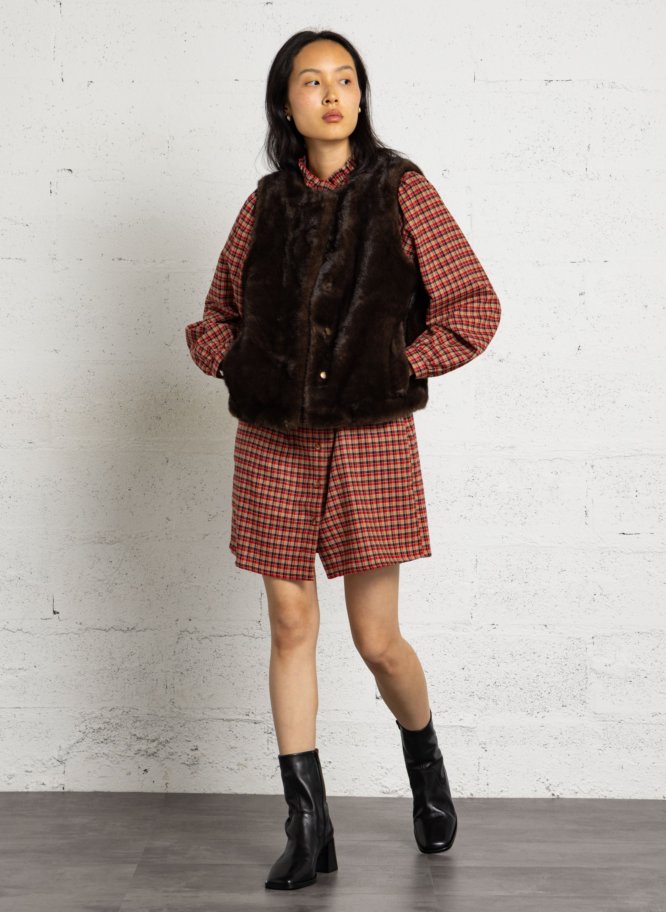 Veste sans manches droite effet fourrure brooklyn MAISON 123 Marron