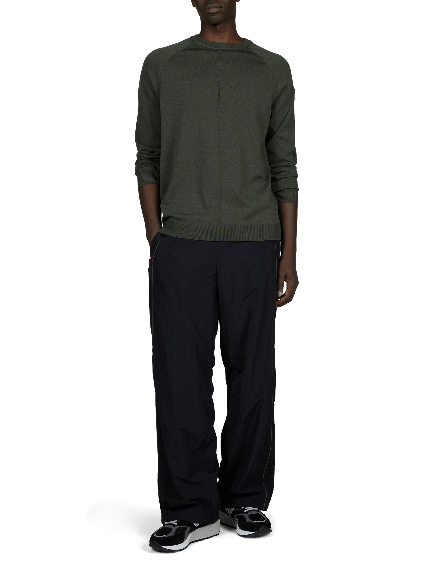 Pull Al droit col rond uni GERTRUDE Vert