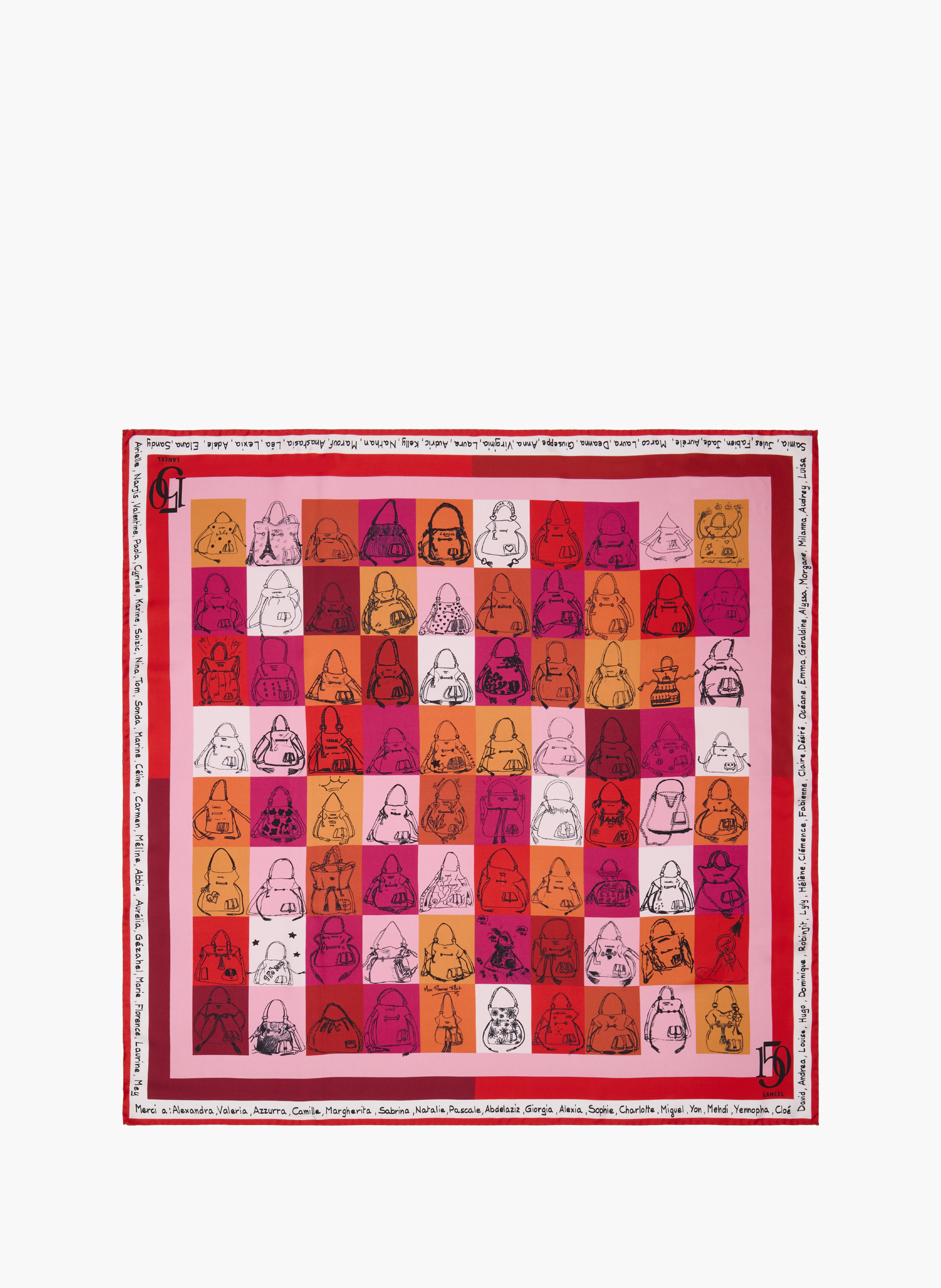 Carre motif 150 ans en animation 150y : twill de soie imprimee LANCEL Multicolore