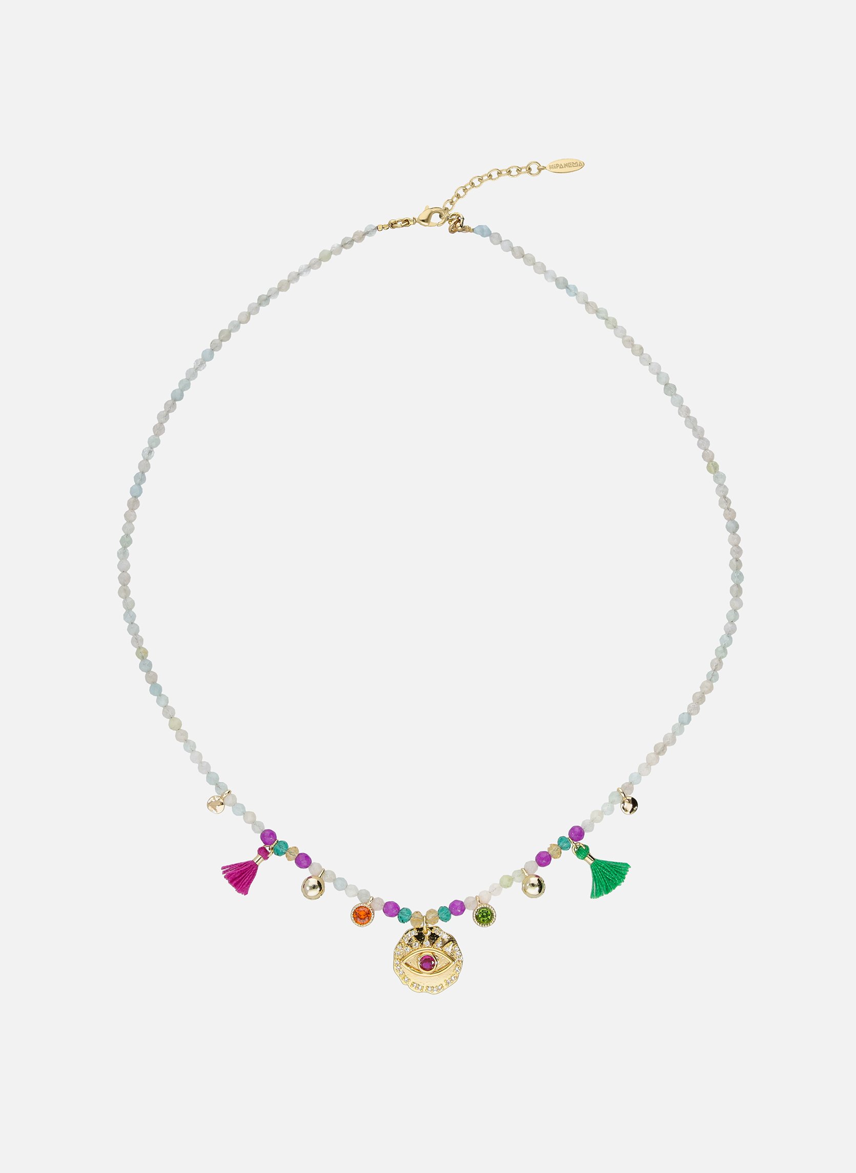 Collier avec perles et pampilles boomerang HIPANEMA Blanc