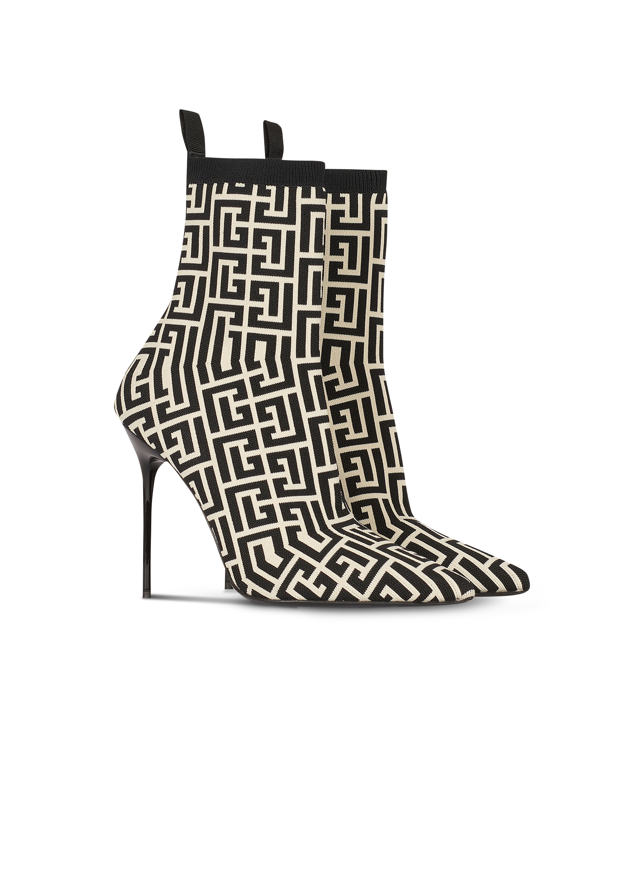 Bottines skye en maille stretch bicolores à monogramme balmain BALMAIN Noir
