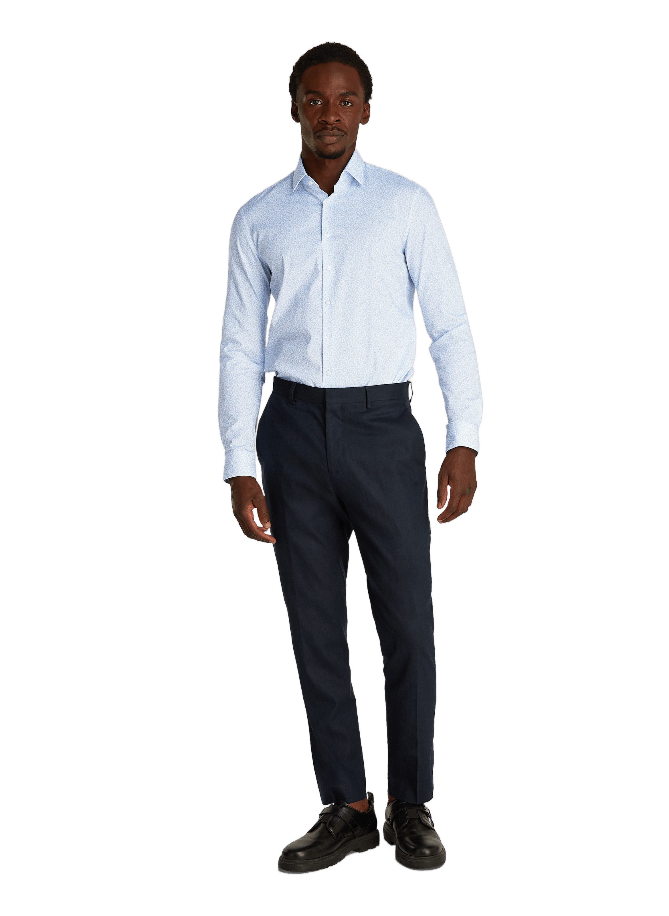 Chemise slim imprimée en coton  CALVIN KLEIN Bleu