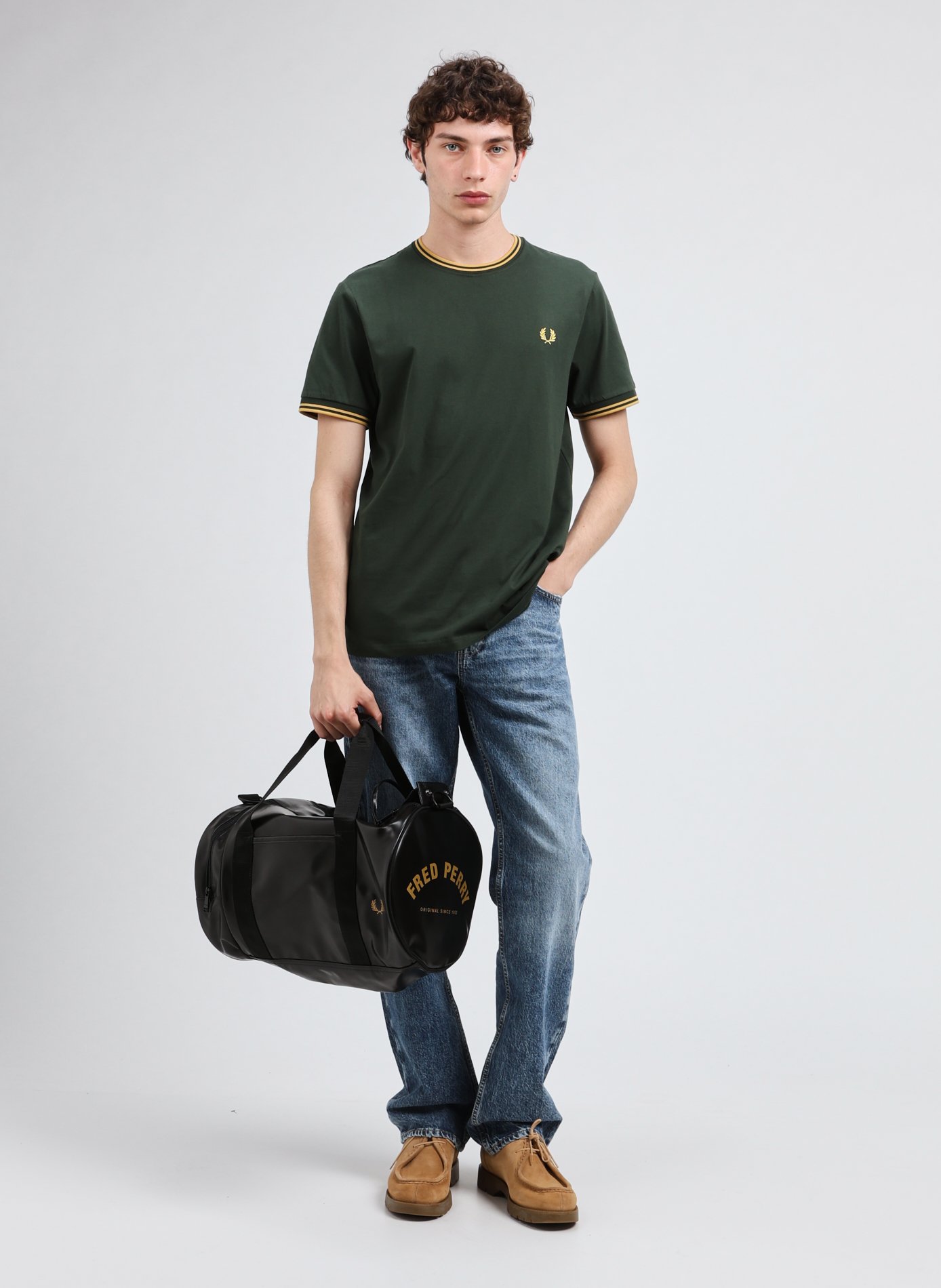 Geborduurd katoenen T-shirt FRED PERRY Groen