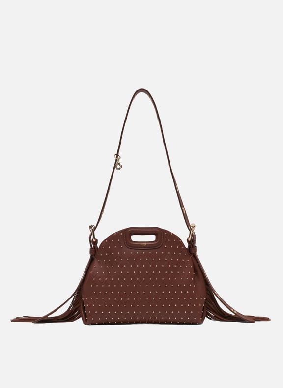 Sac bandoulière clouté à franges Marron by MAJE MAJE Sac bandoulière clouté à franges Marron