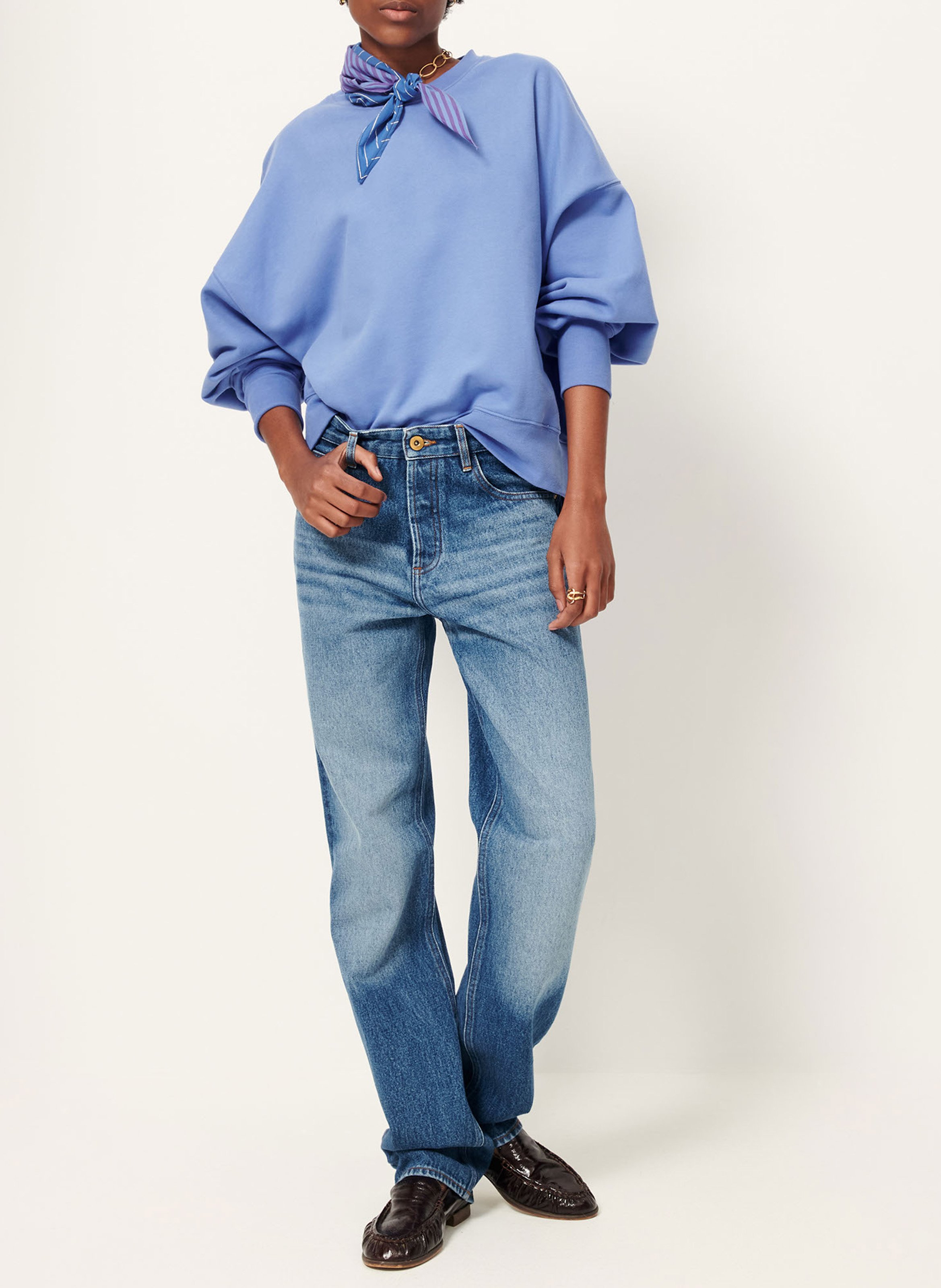 Sweat court oversize en coton isi SESSUN Bleu