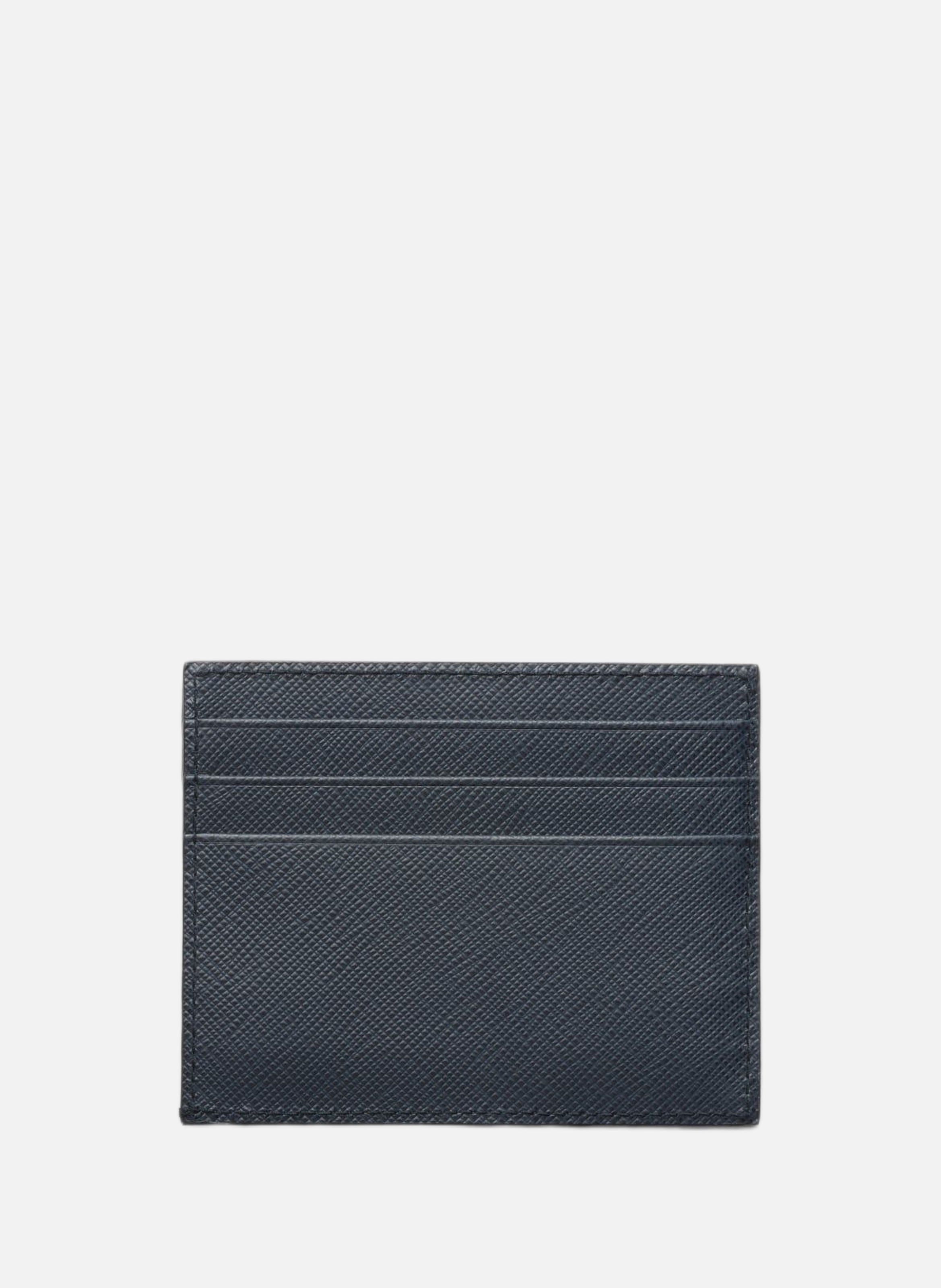 Porte-cartes en cuir saffiano PRADA Bleu