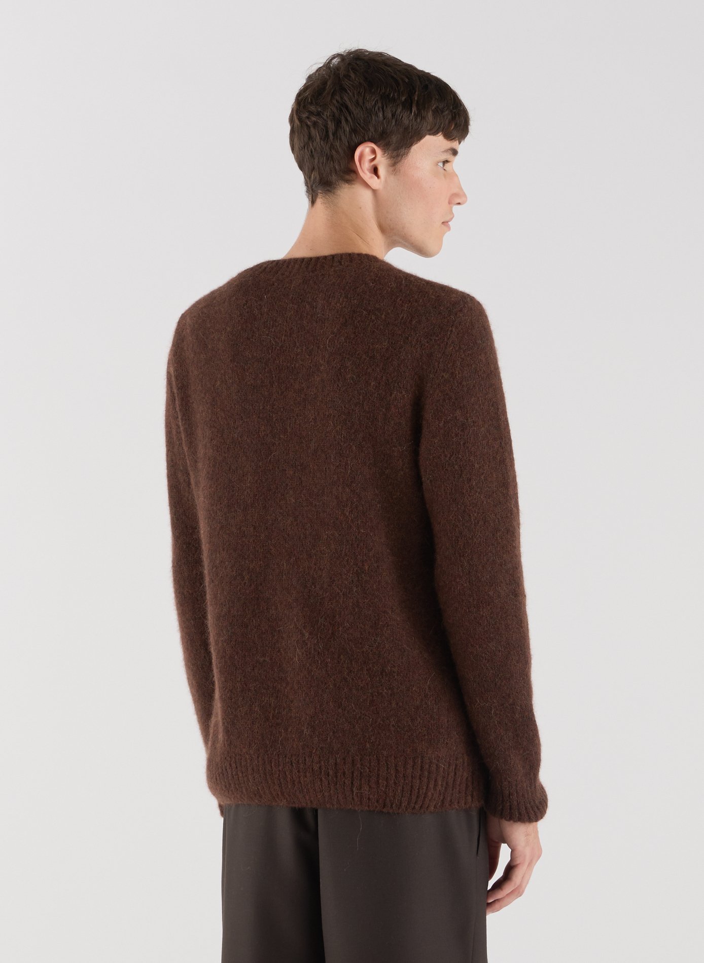 Round neck alpaca blend sweater SAISON 1865 Brown