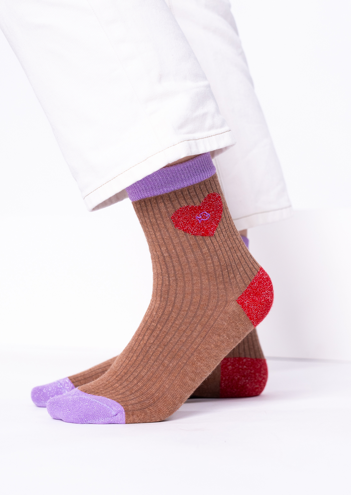 Chaussettes en coton peigné coeur BILLYBELT Marron