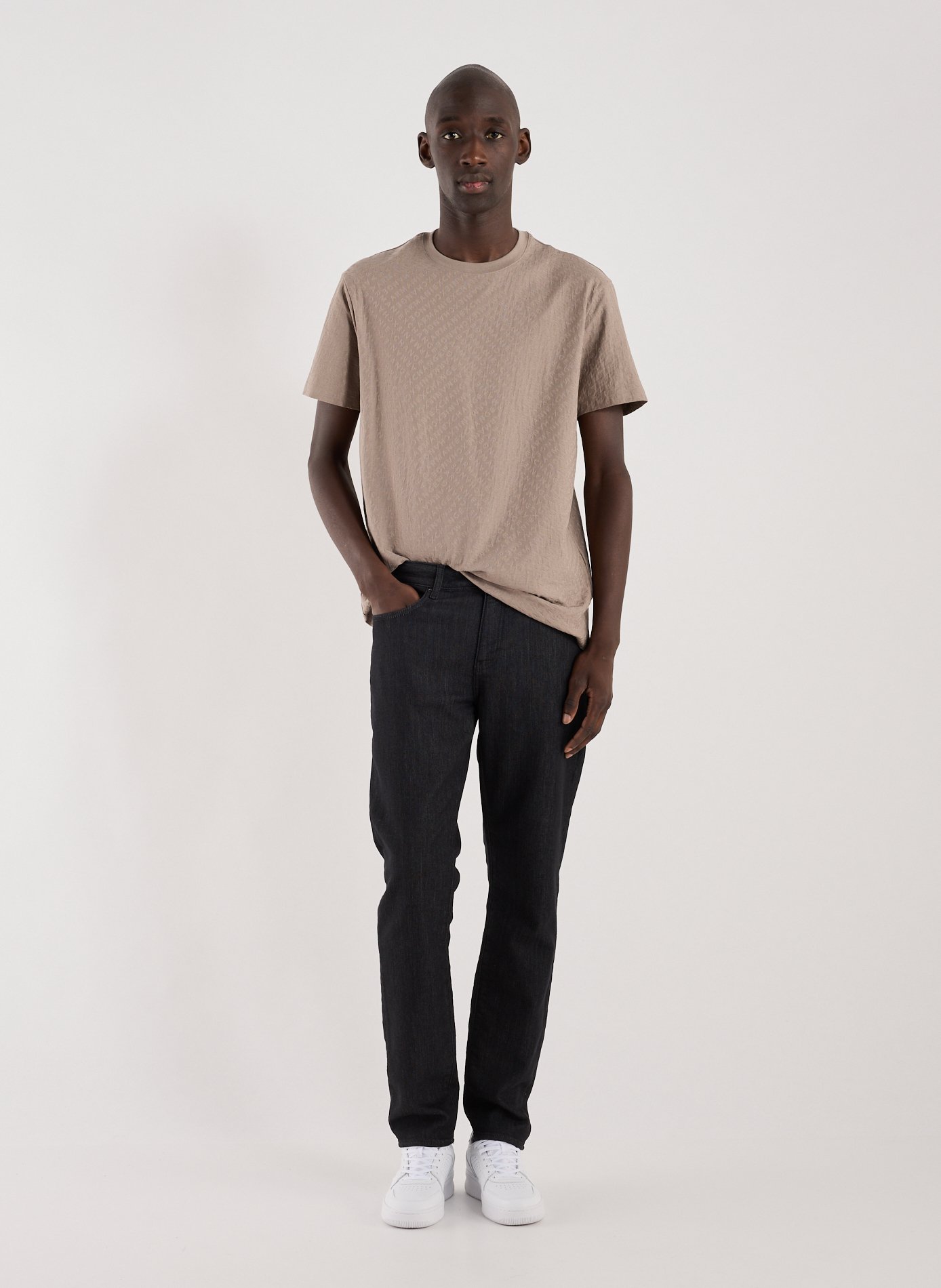 Jacquard straight t-shirt ARMANI EXCHANGE Brown