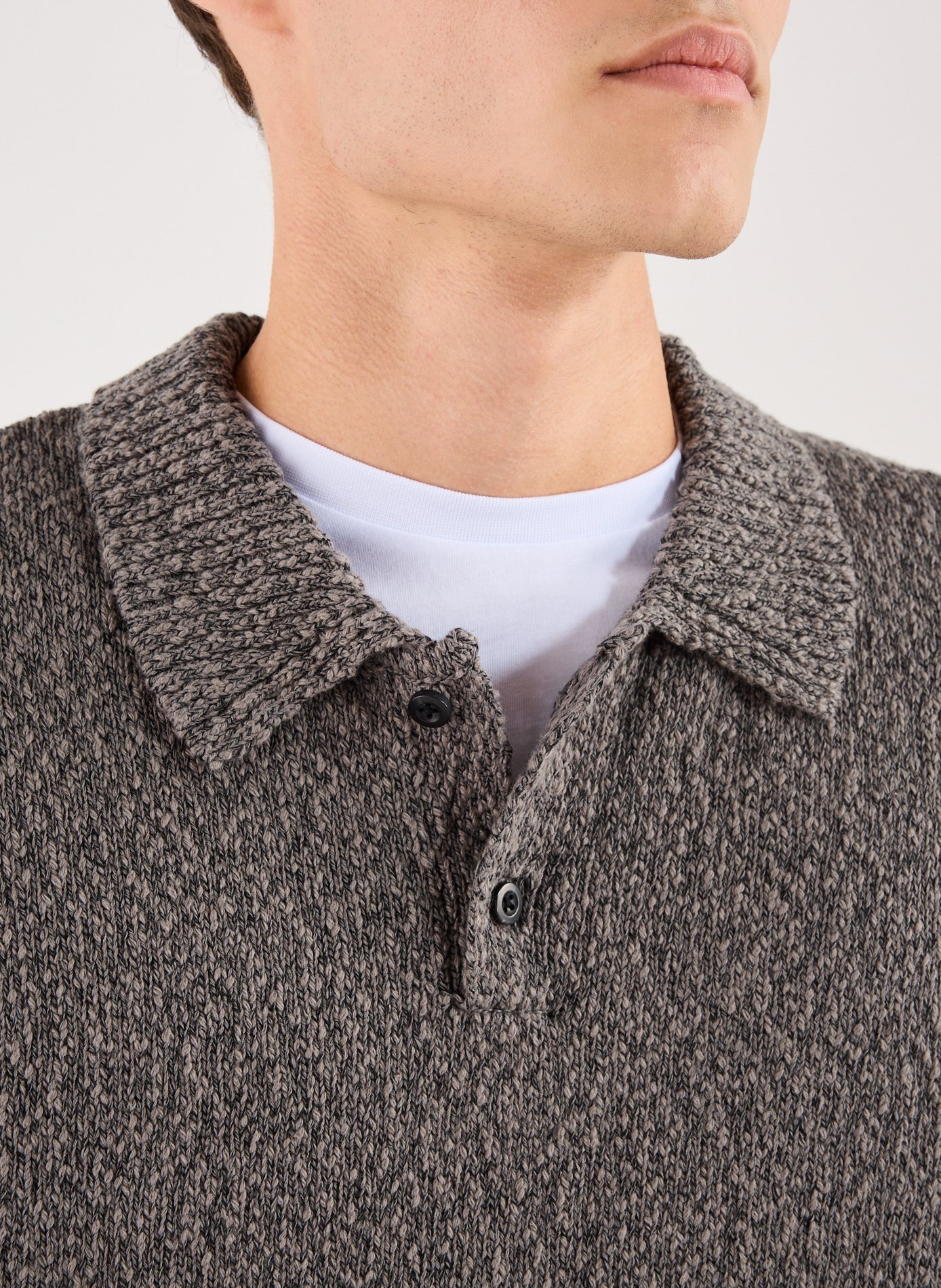 Pull polo en maille de coton LES DEUX Noir