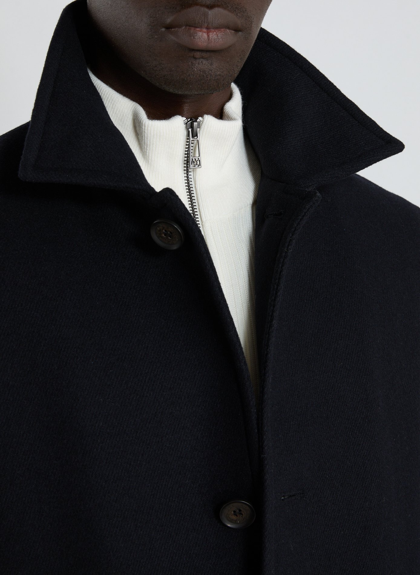 Mid-length parka with classic collar in mixed wool ARMANI EXCHANGE Blue