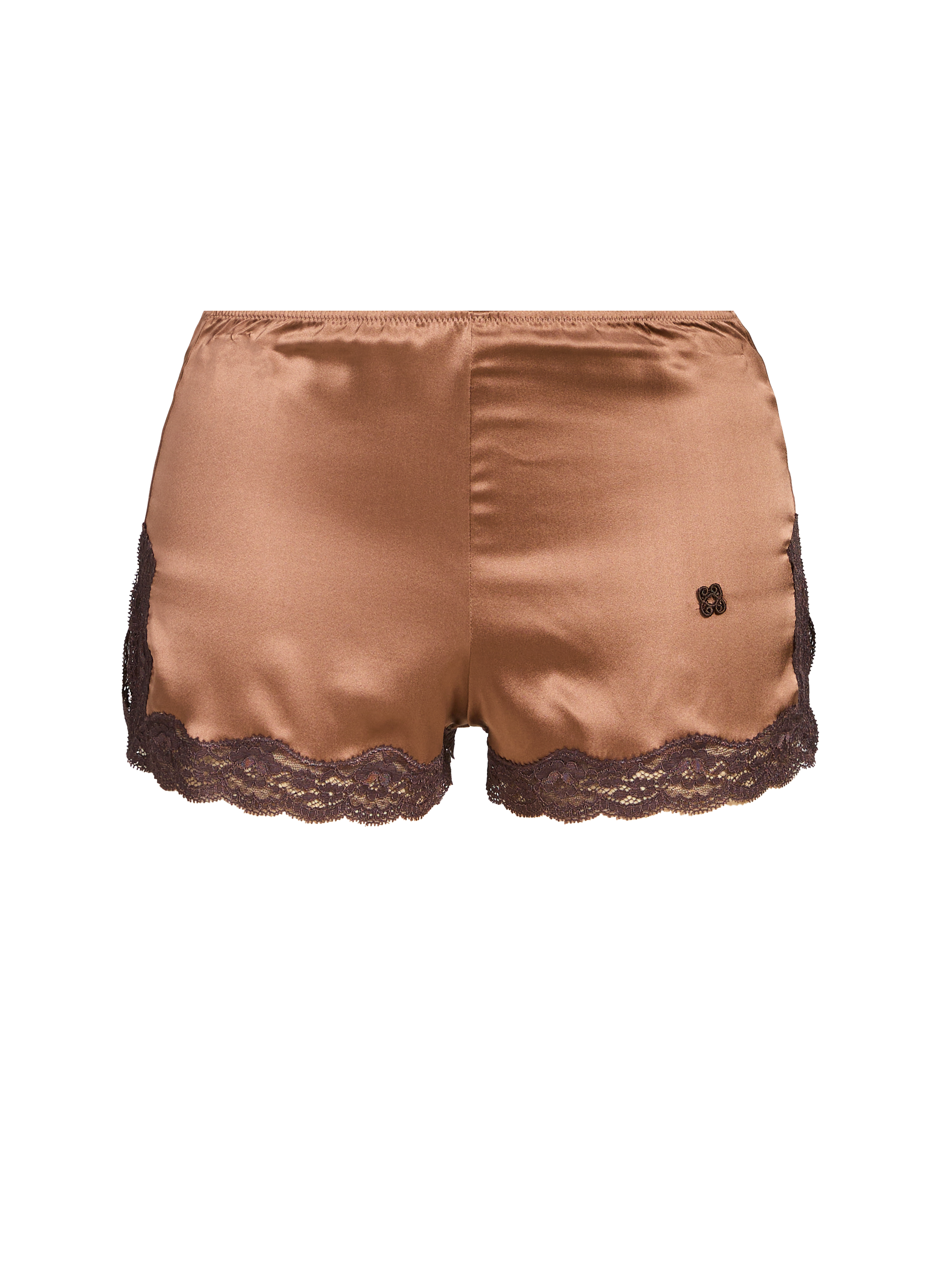 VANNINA VESPERINI Boxer à dentelle en soie Marron