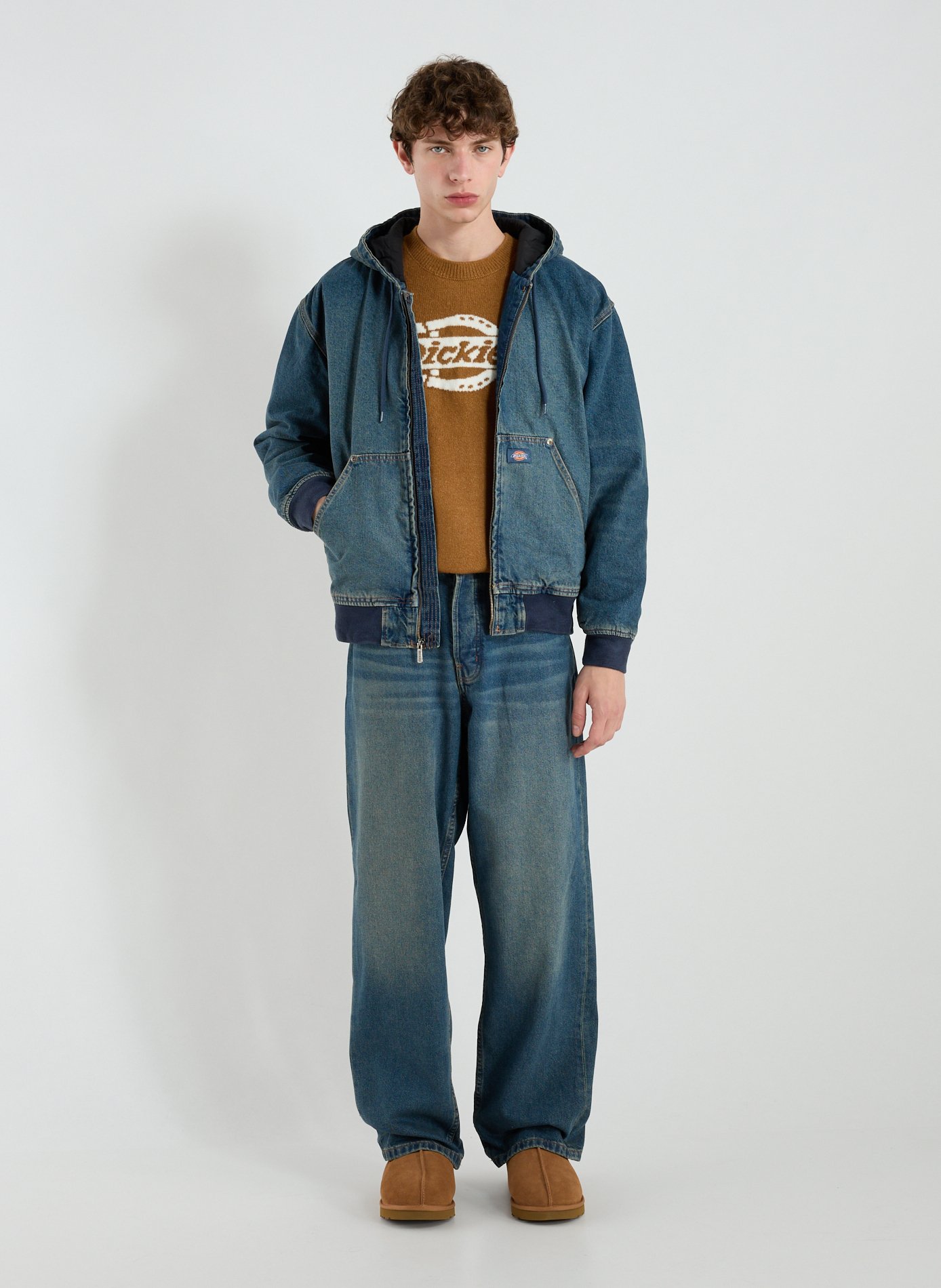Hooded Cotton Cardigan DICKIES Blue