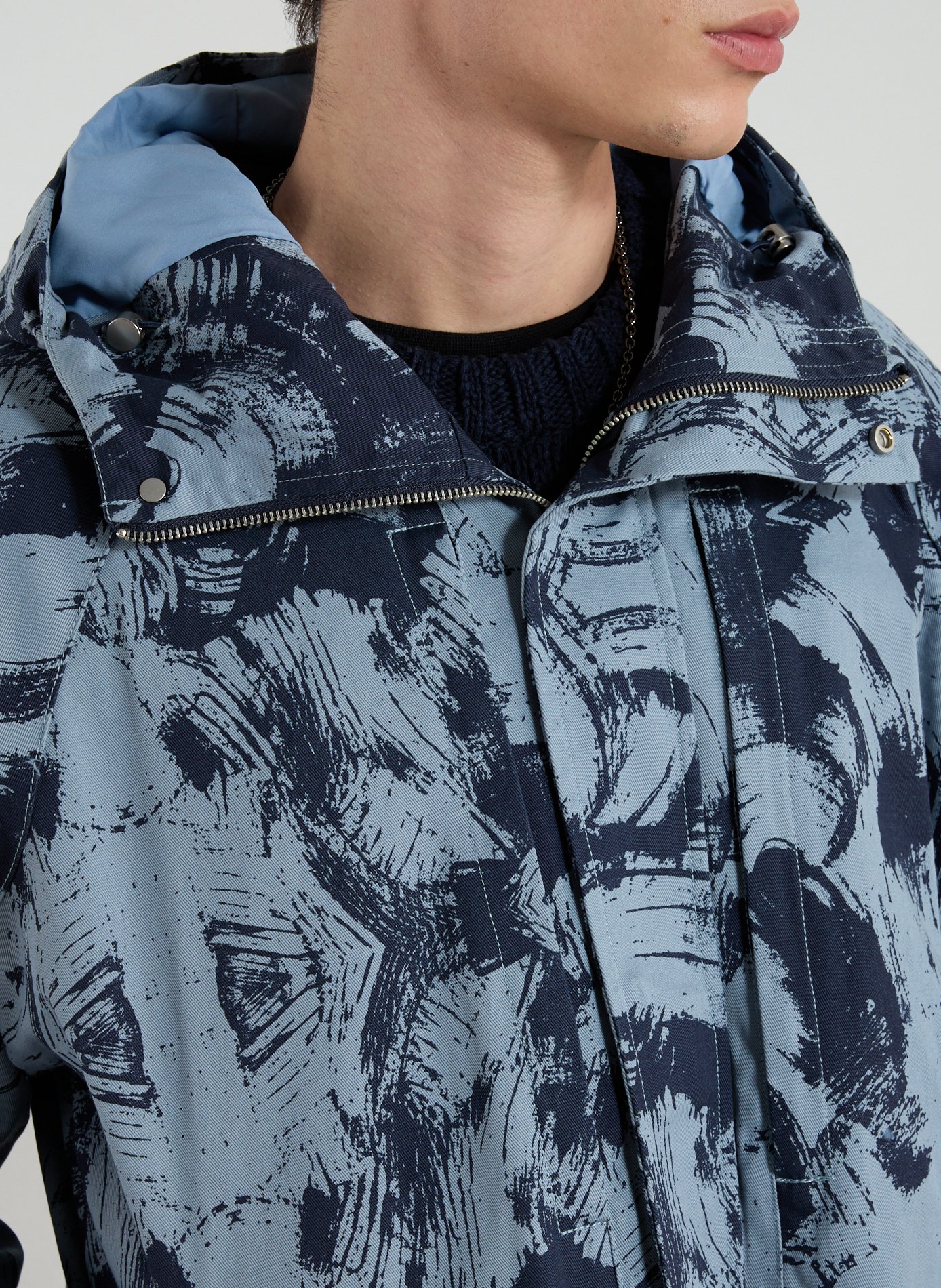 Oversized printed cotton jacket ARTE ANTWERP Blue