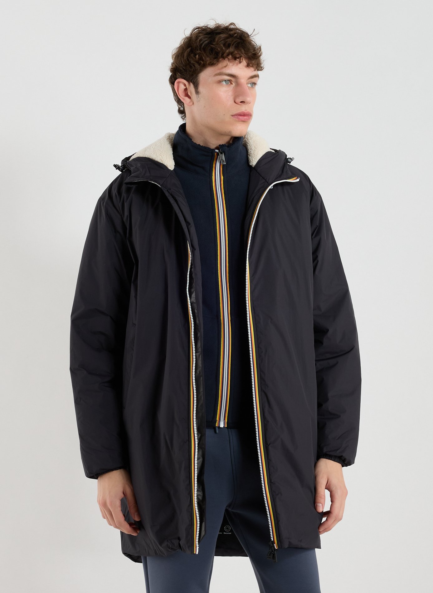 K-WAY Mid-length hooded jacket Black