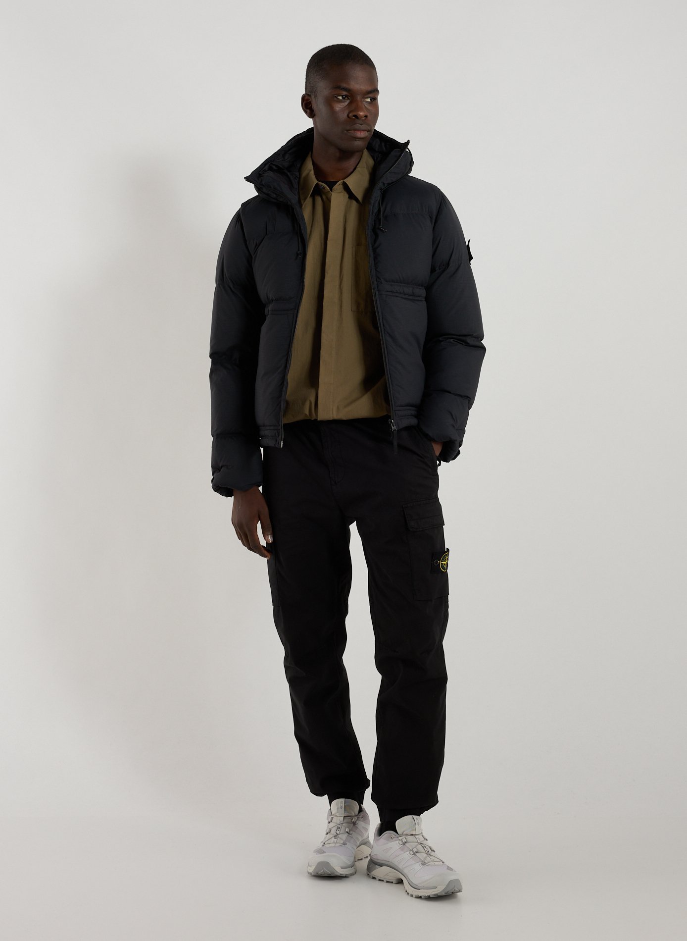 Hooded down jacket STONE ISLAND Black