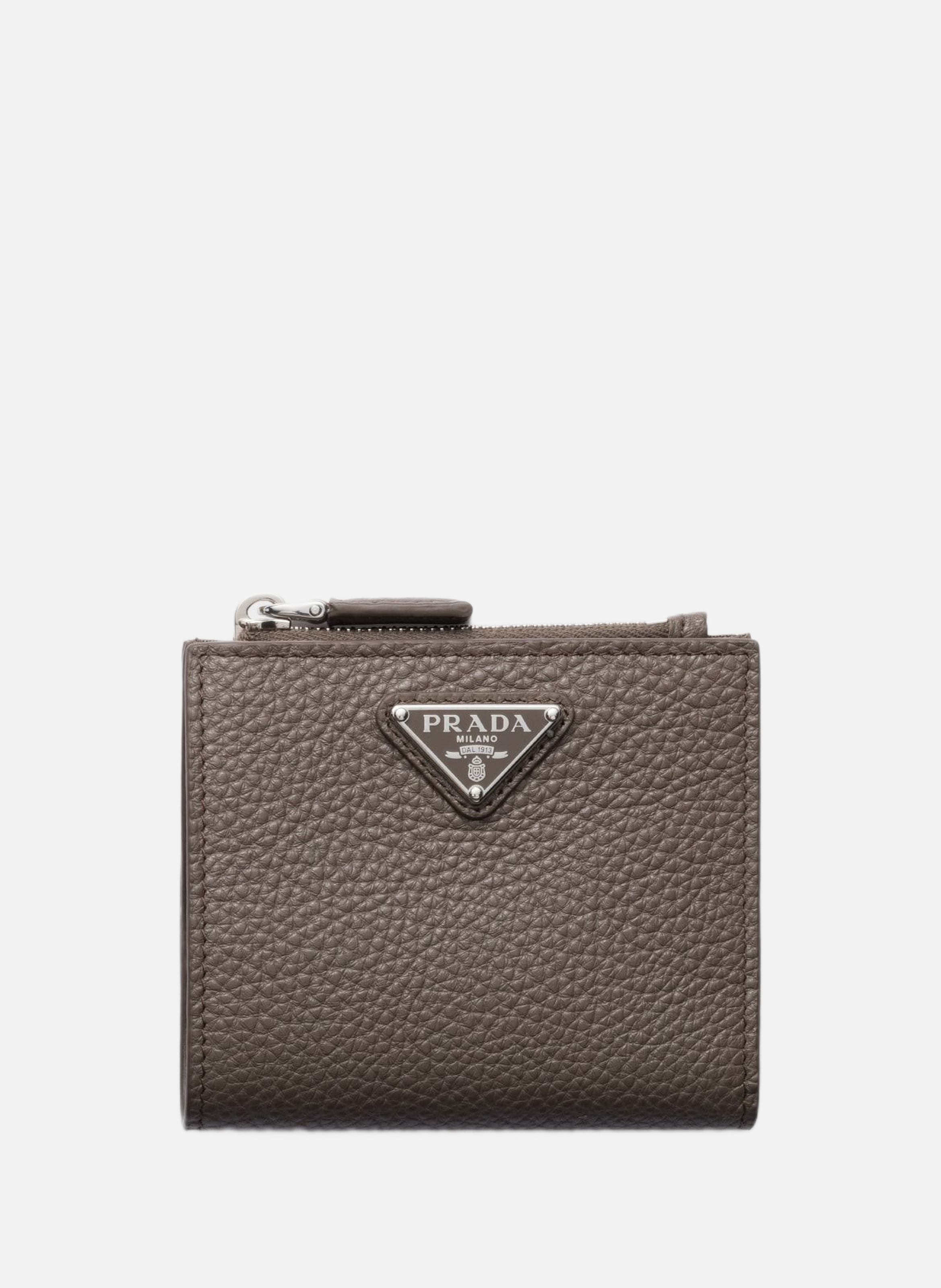 Petit portefeuille en cuir PRADA Gris
