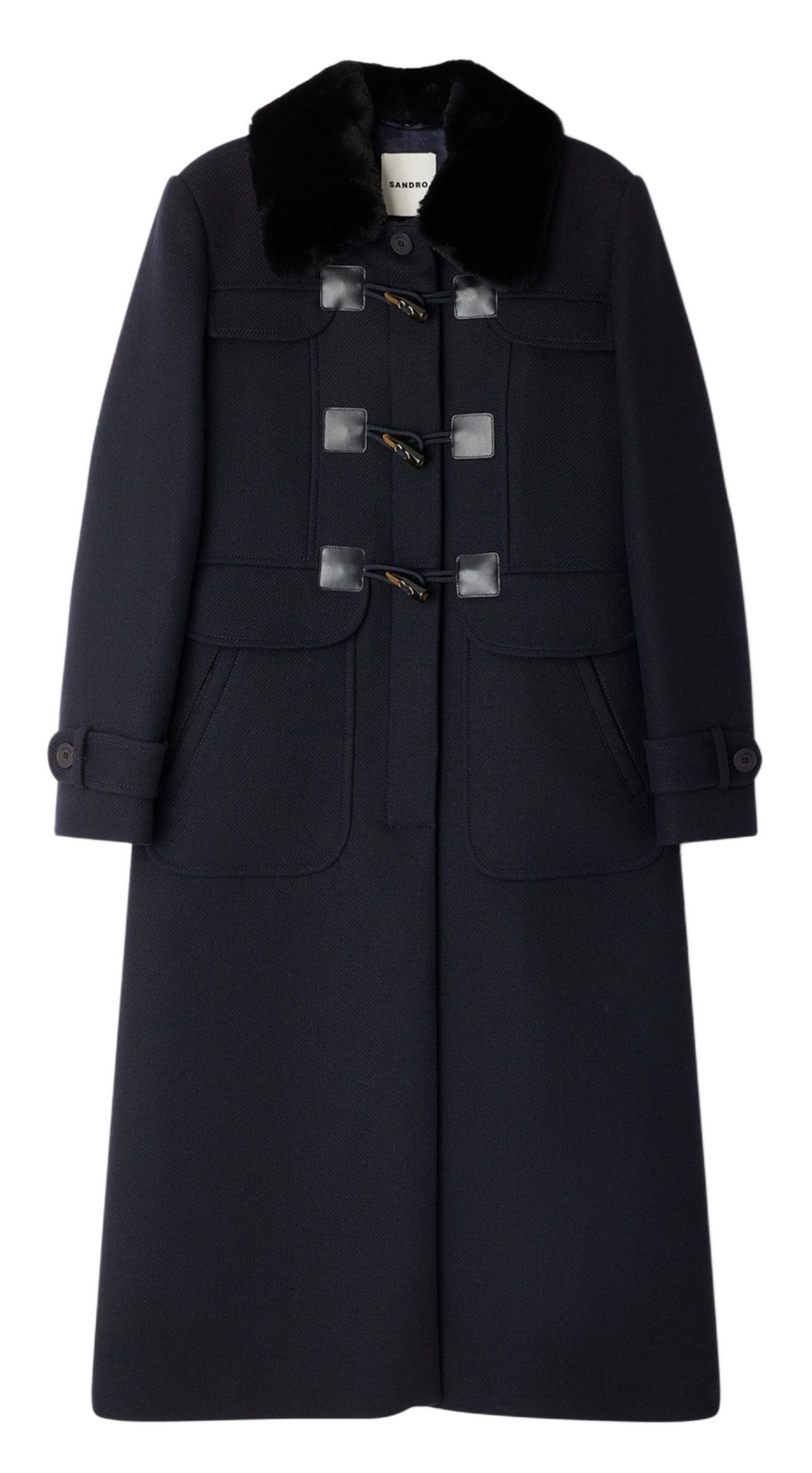 Manteau col classique en laine mélangée SANDRO Bleu
