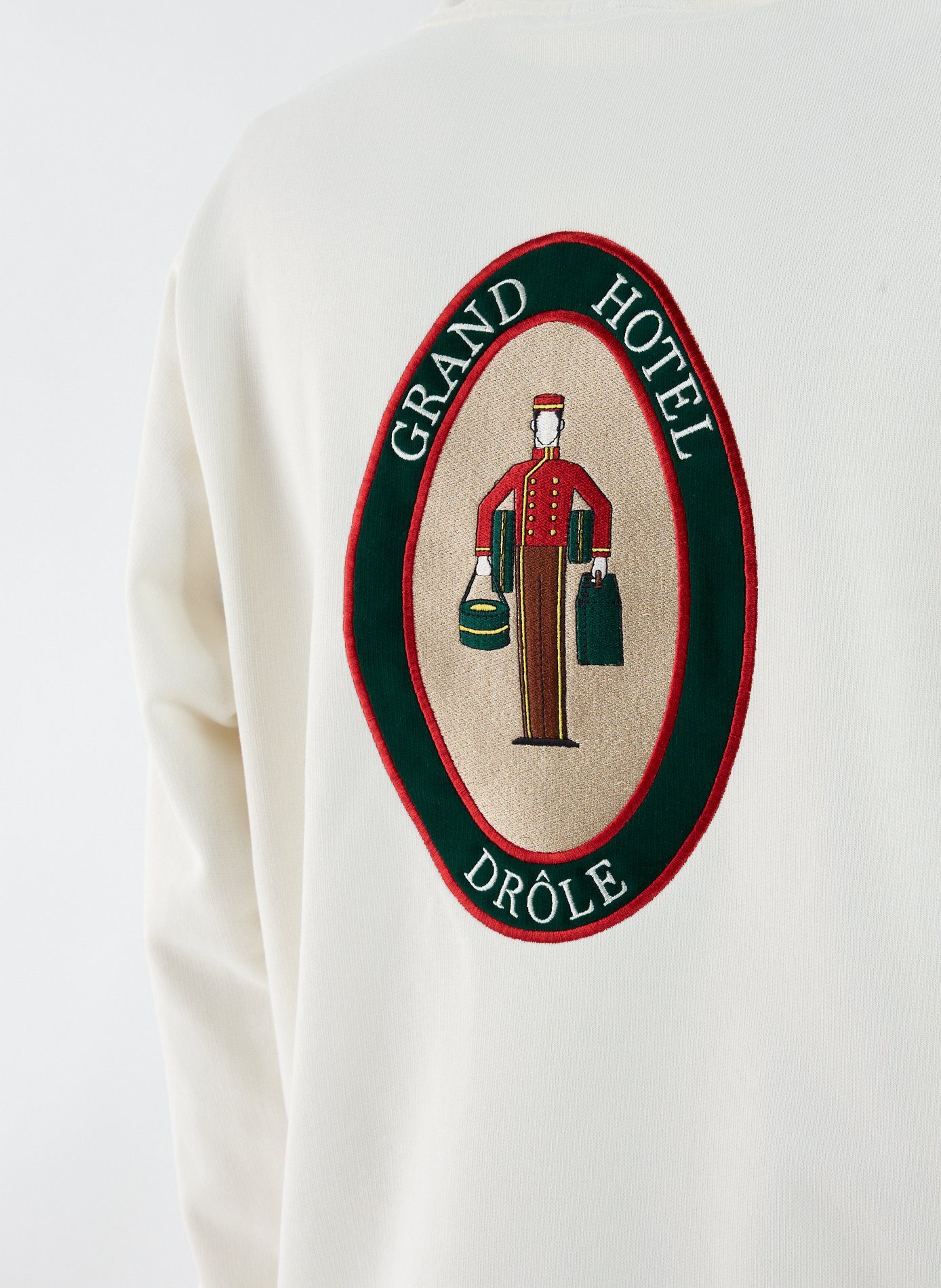 Sweat brodé à capuche en coton DROLE DE MONSIEUR Beige