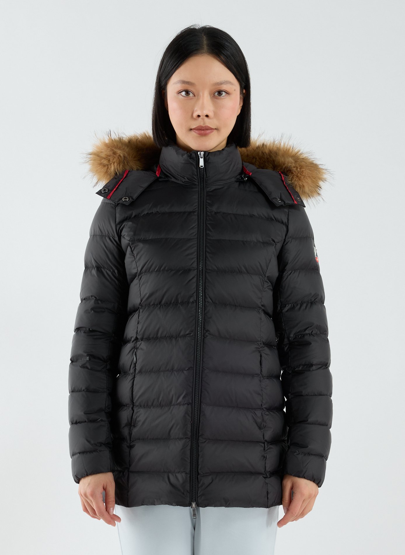 Hooded puffer jacket with faux fur effect JOTT Black