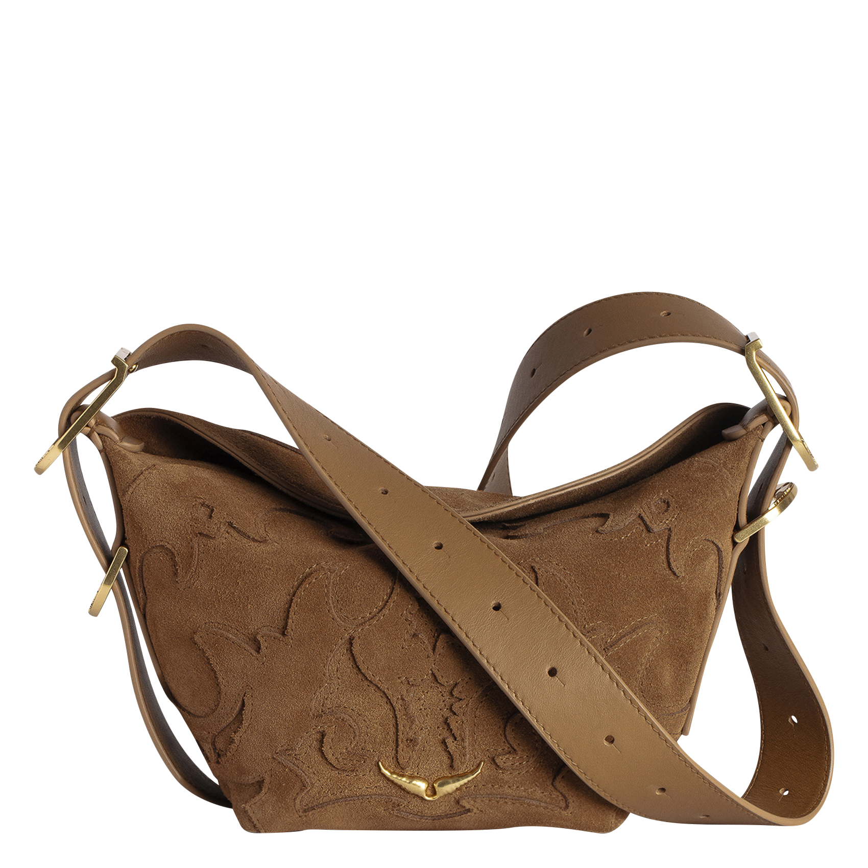 Sac bandoulière en cuir velours baby jane ZADIG&VOLTAIRE Marron