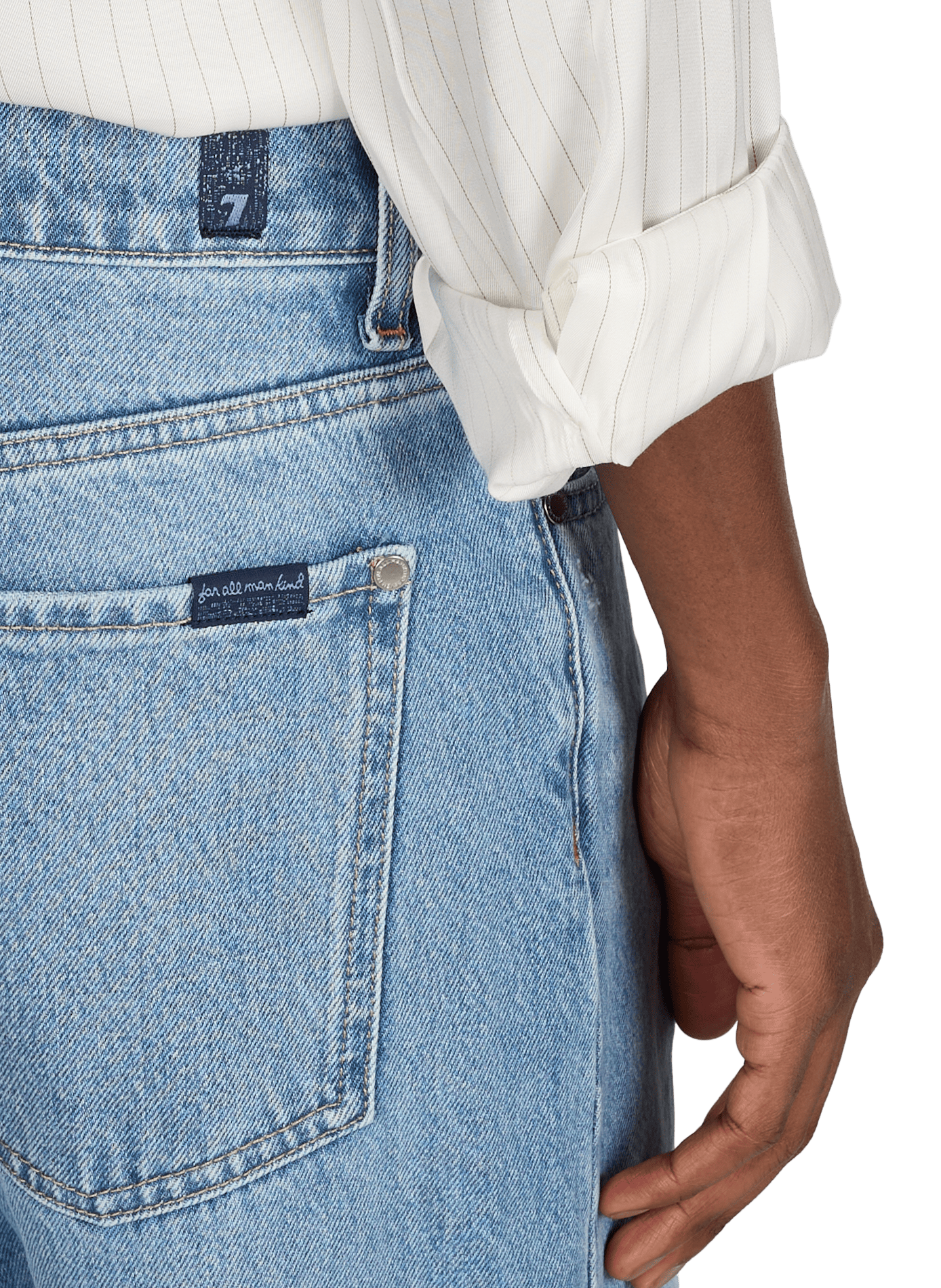 Jean droit en coton 7 FOR ALL MANKIND Bleu