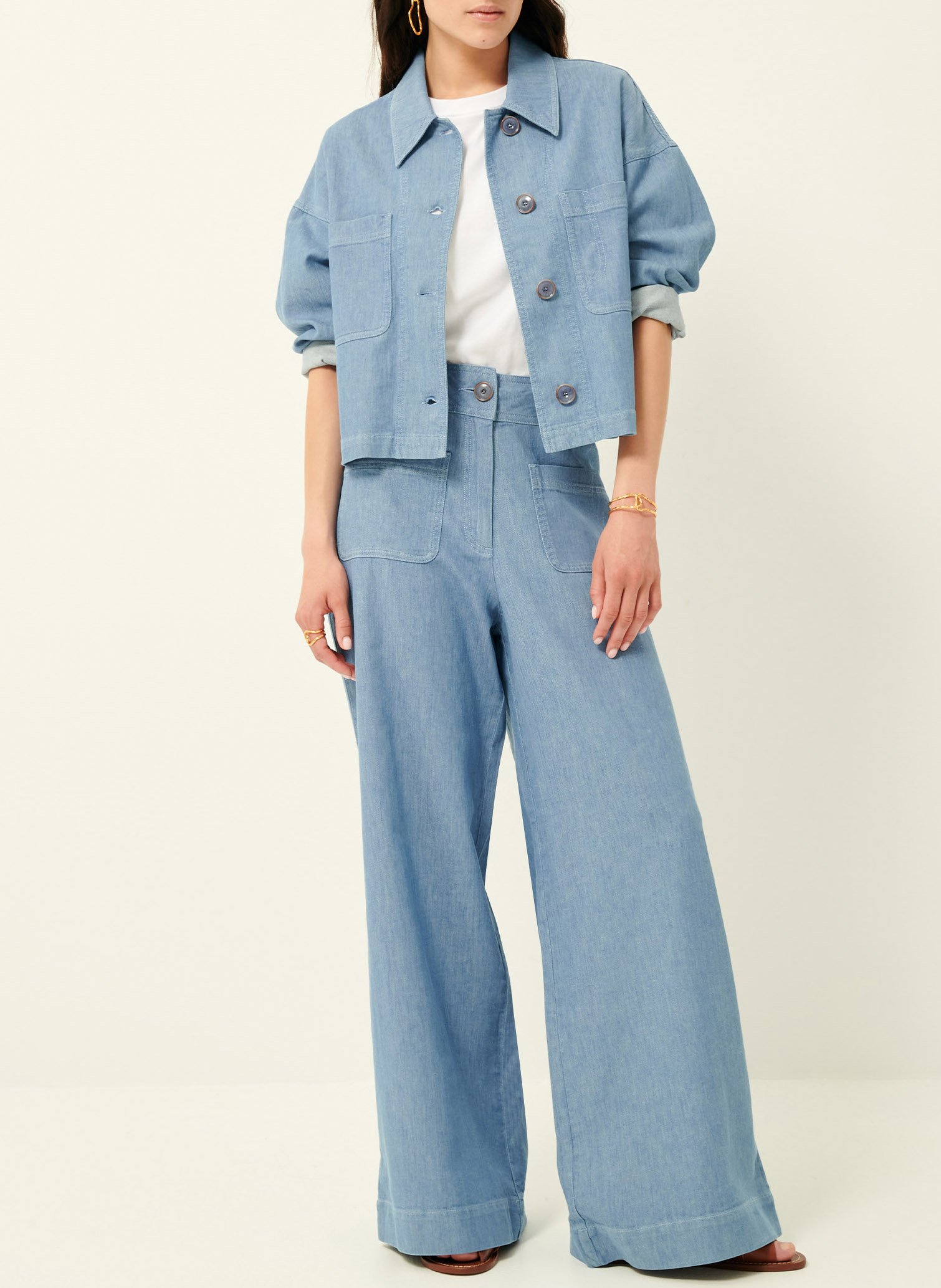 Surchemise droite col classique en coton et lin mélangé notteri SESSUN Bleu