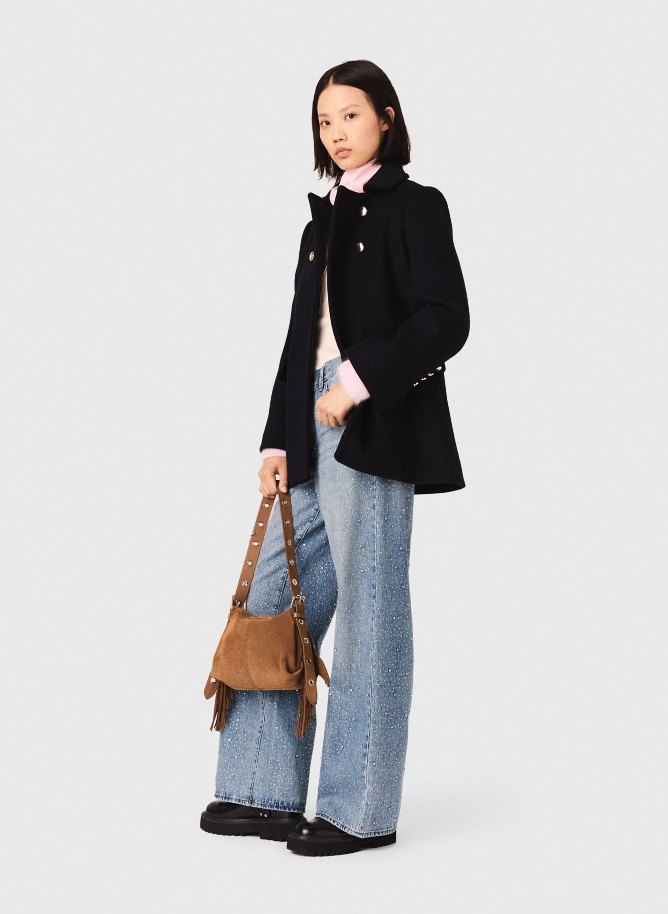 Manteau col classique en laine mélangée MAJE Bleu