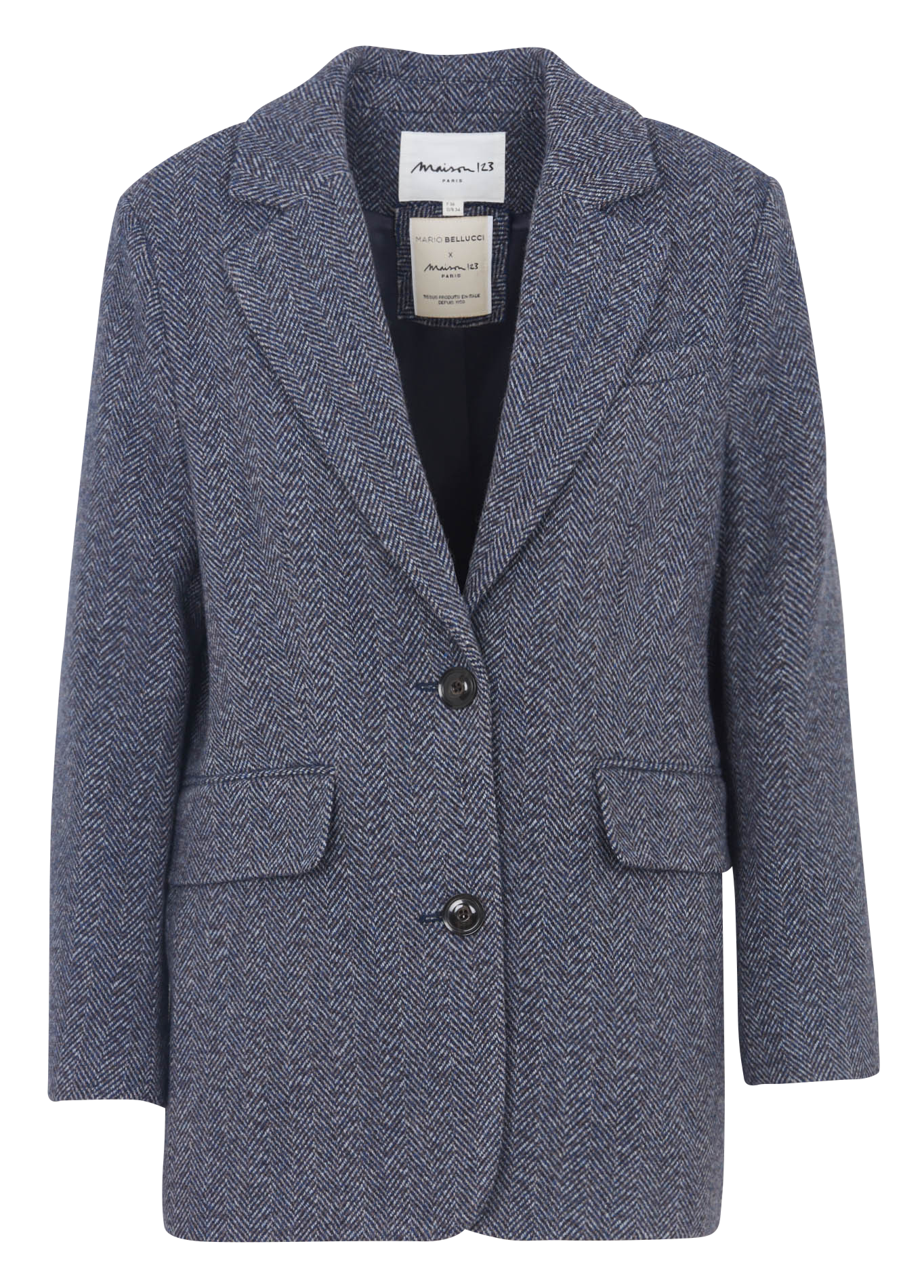 Manteau droit col tailleur en laine mélangée flora MAISON 123 Bleu
