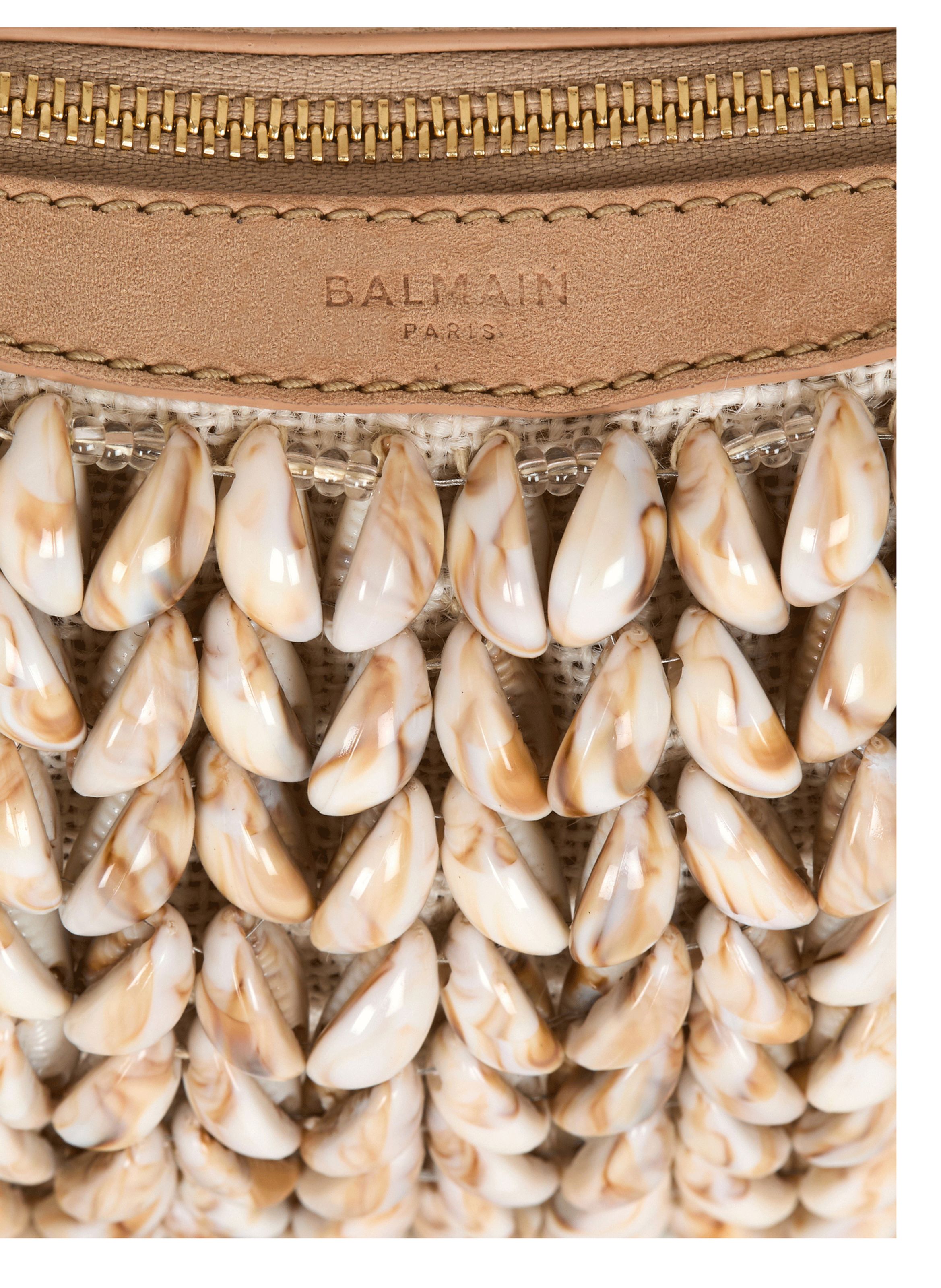 Sac ebene mini en cuir suédé et coquillages BALMAIN Beige