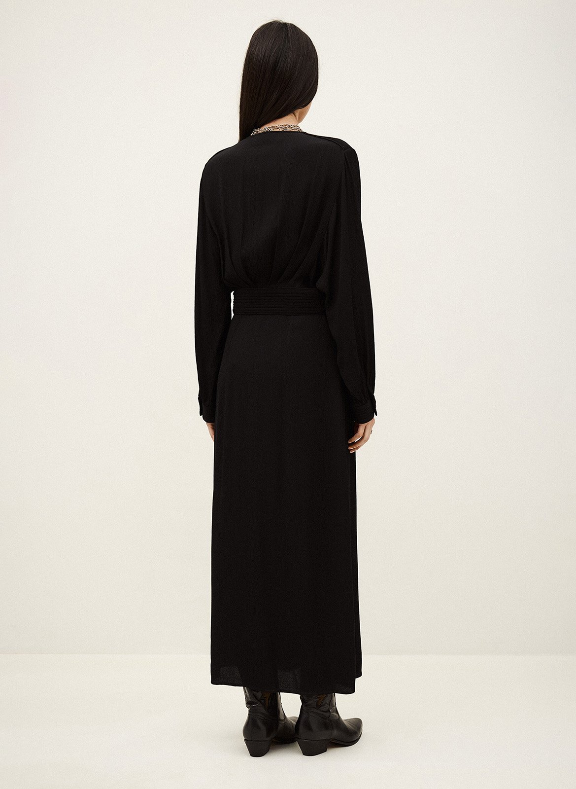 Robe longue col v fluide ambra BA&SH Noir