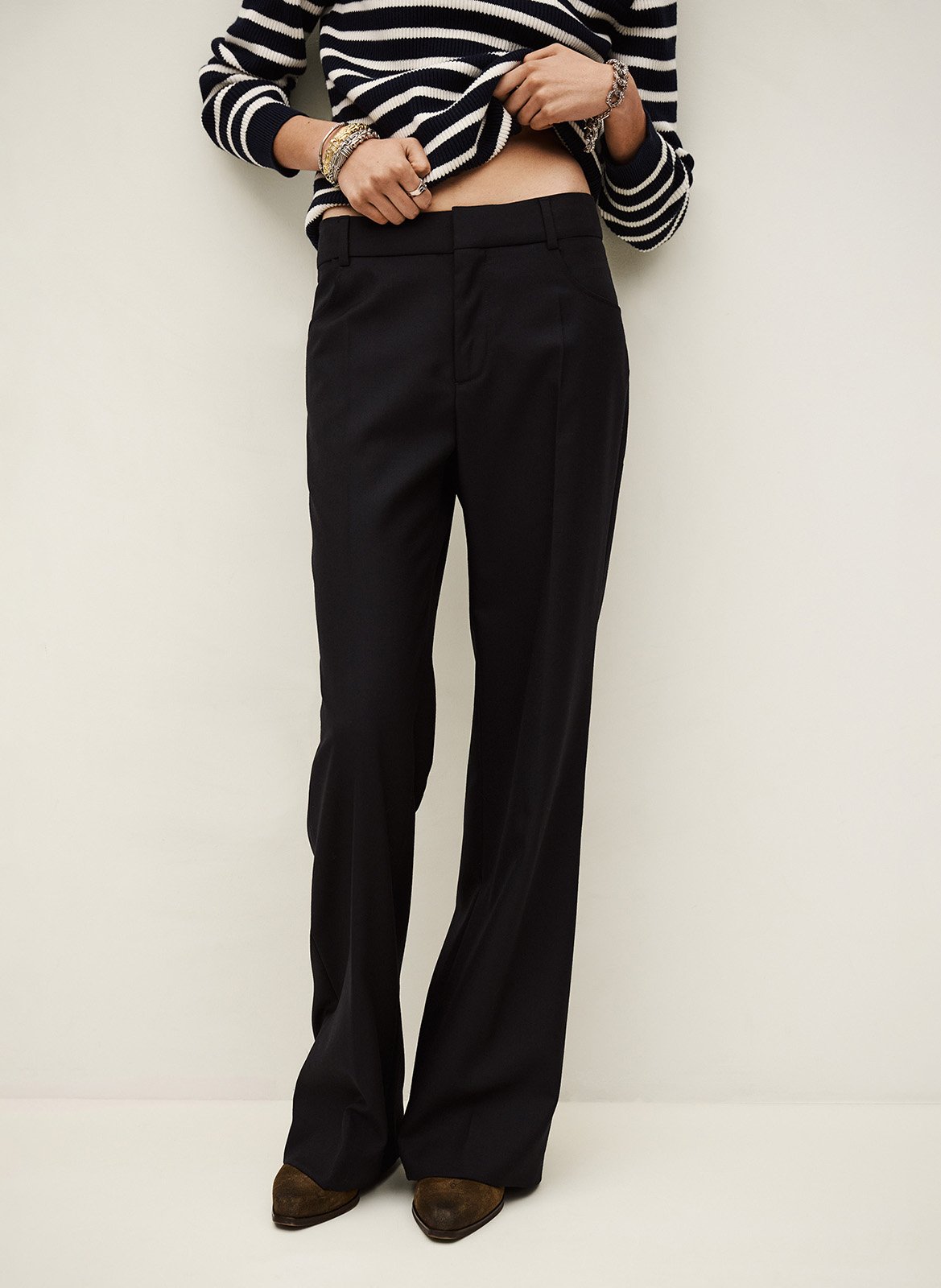 Pantalon bootcut en laine nives BA&SH Bleu