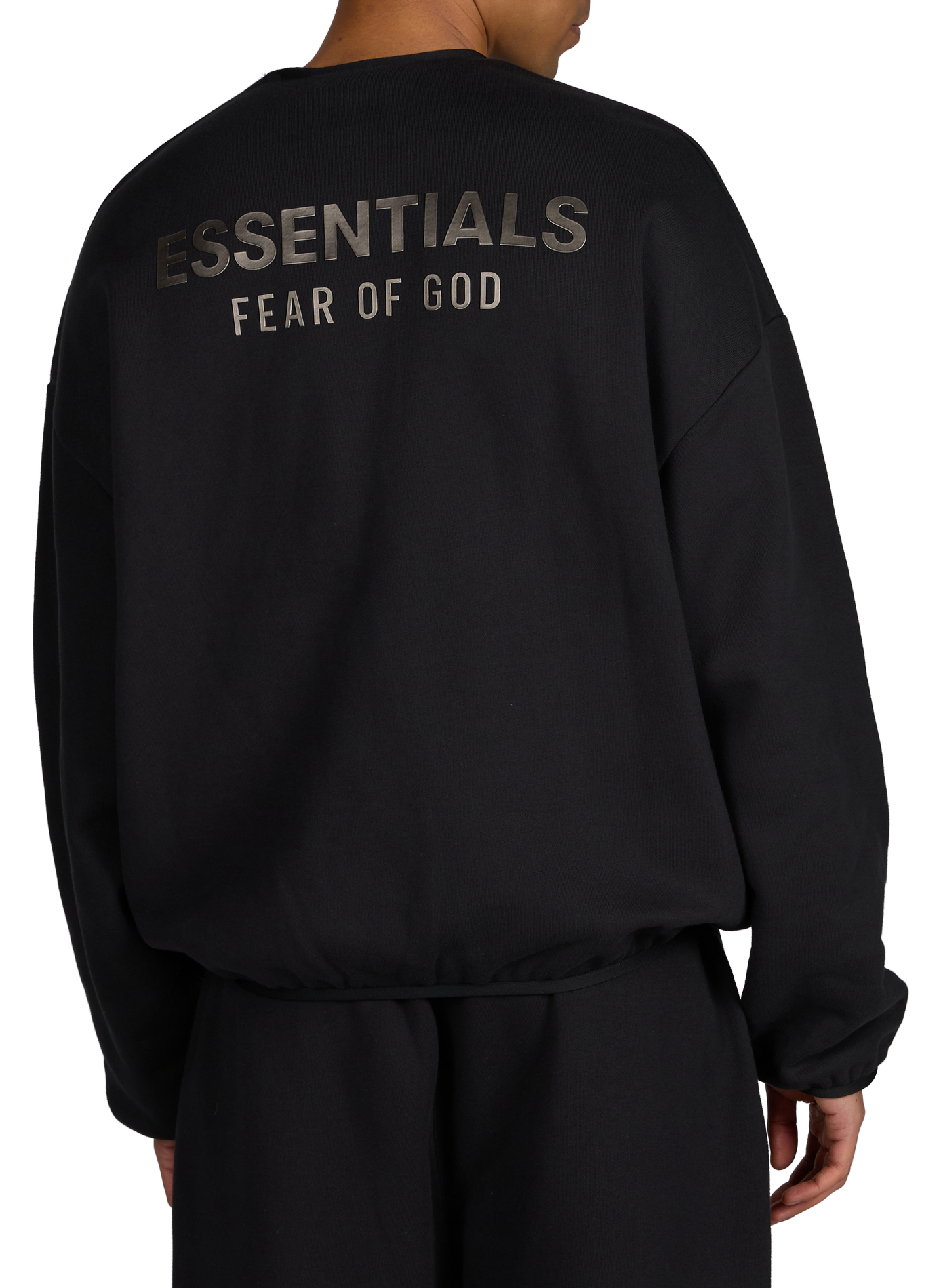 Oversized round neck sweatshirt in blended cotton. FEAR OF GOD ESSENTIALS Black