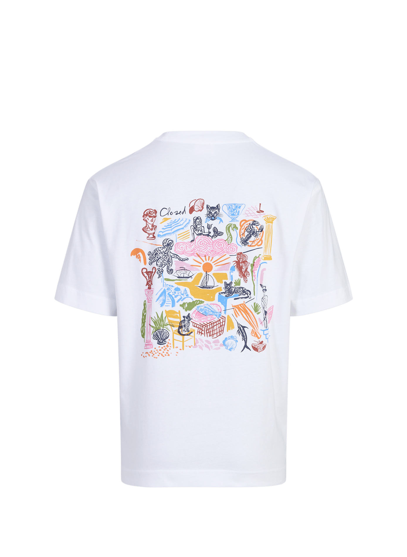 T-shirt droit imprimé en coton CLOSED Blanc