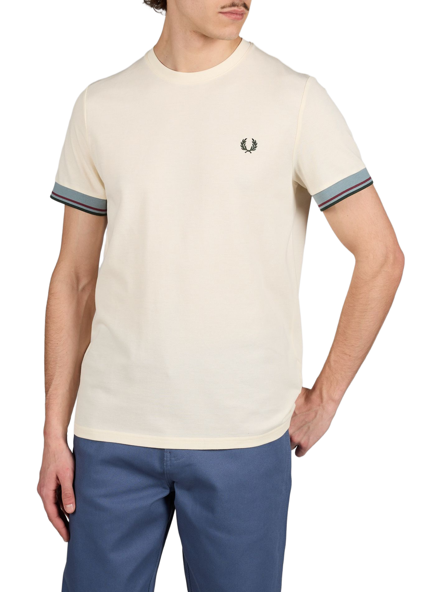 T-shirt broderie logo en coton FRED PERRY Beige