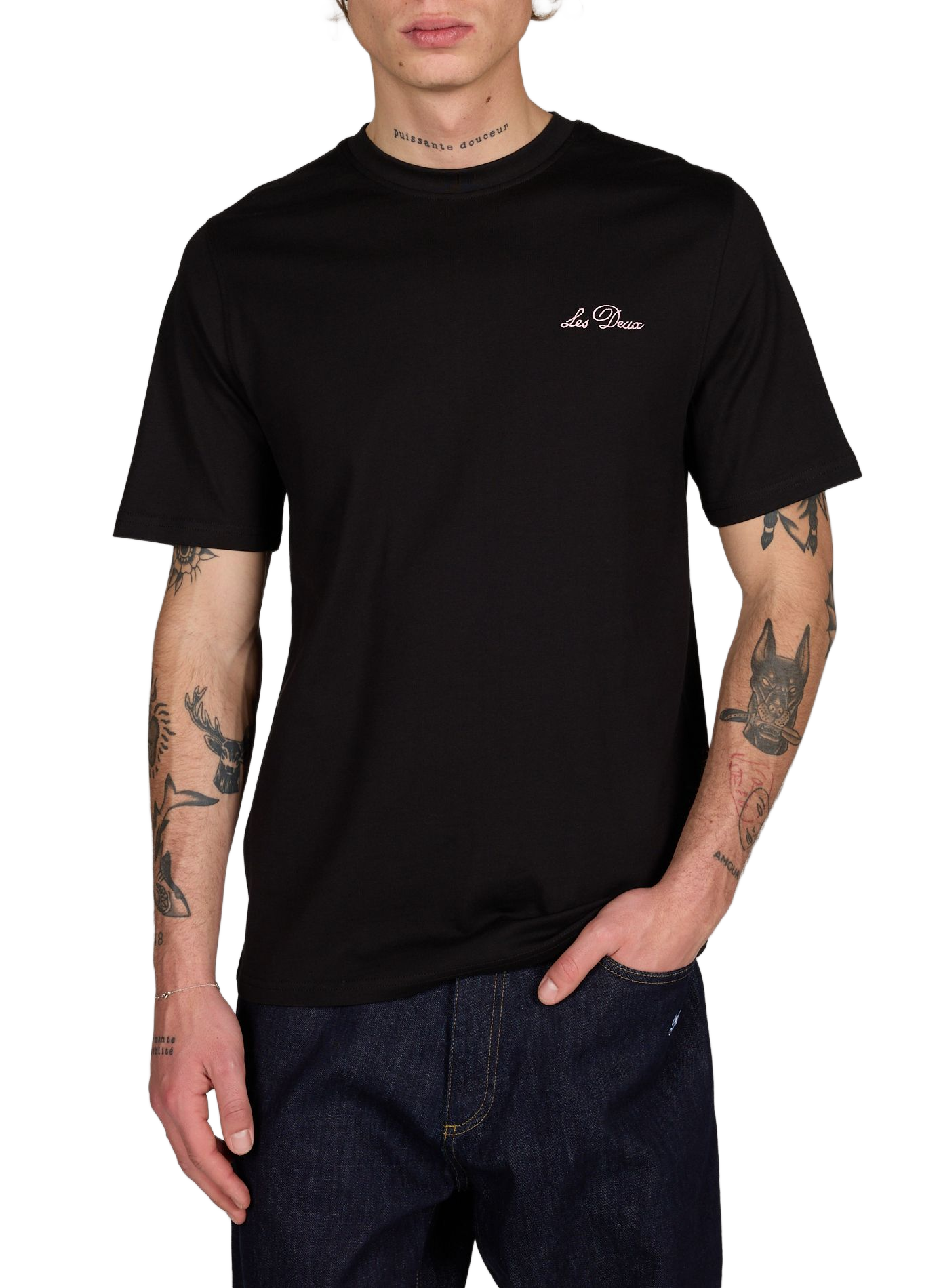 T-shirt brodé Wild Flower en coton LES DEUX Noir