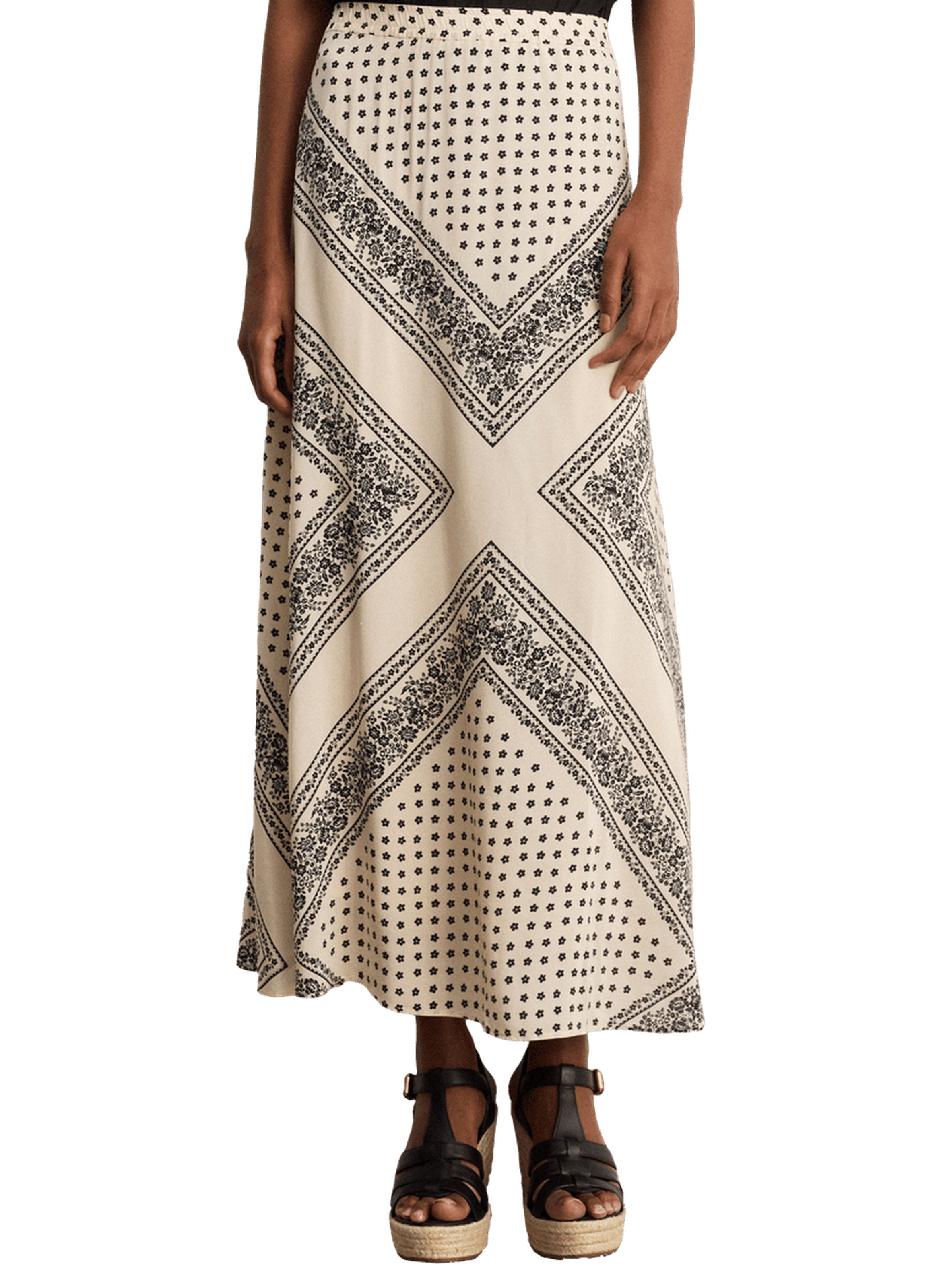 Jupe midi imprimé bicolore - naylia PABLO Beige