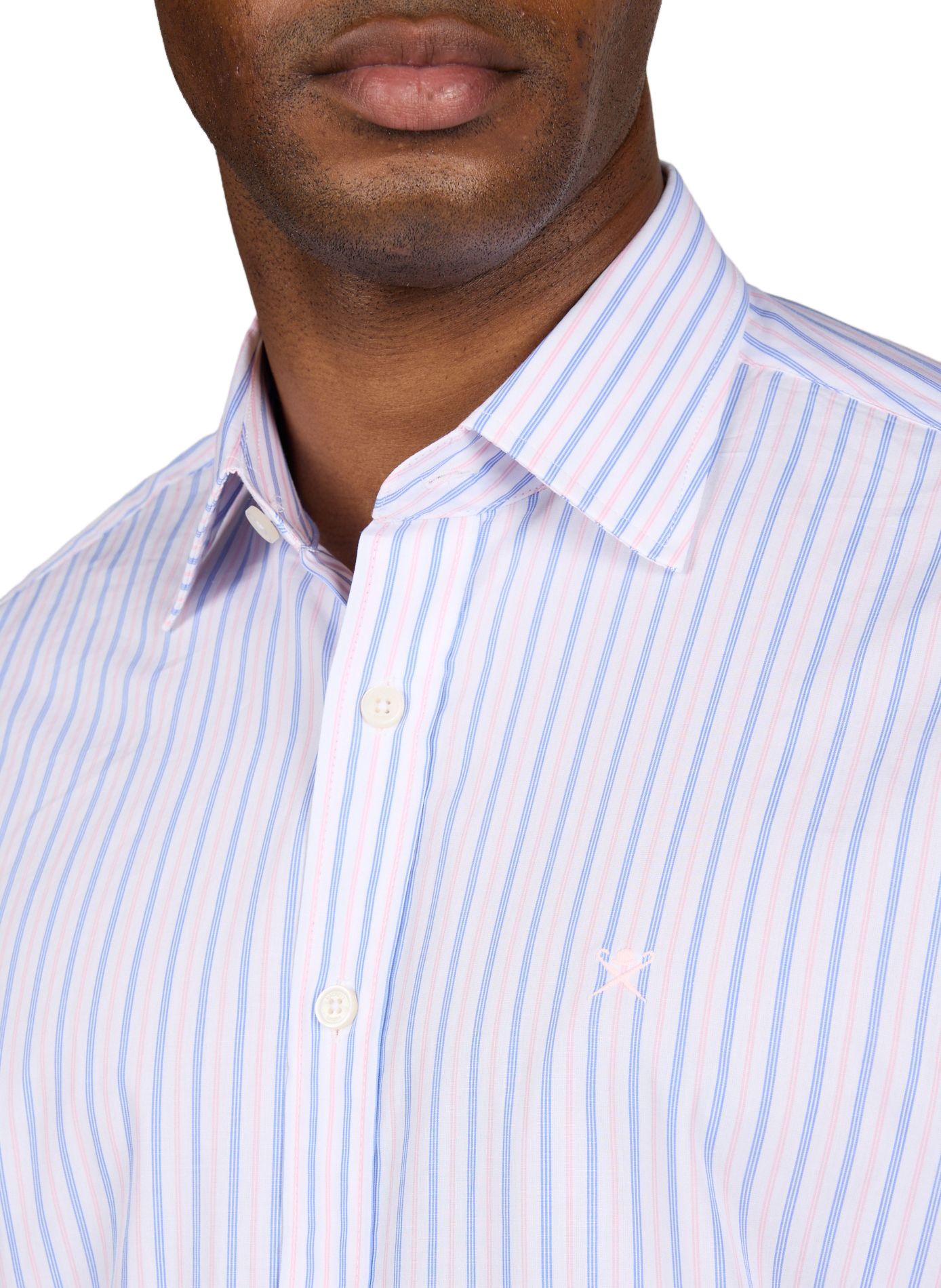 Chemise droite rayée en coton HACKETT Rose