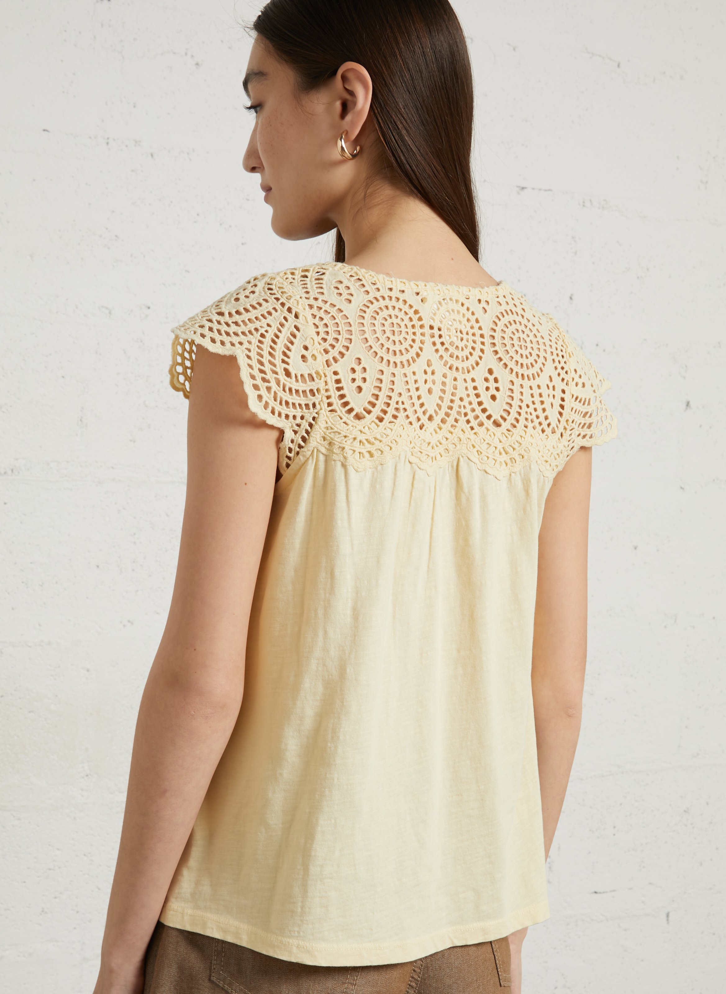 Top col v en coton lilou MAISON 123 Jaune