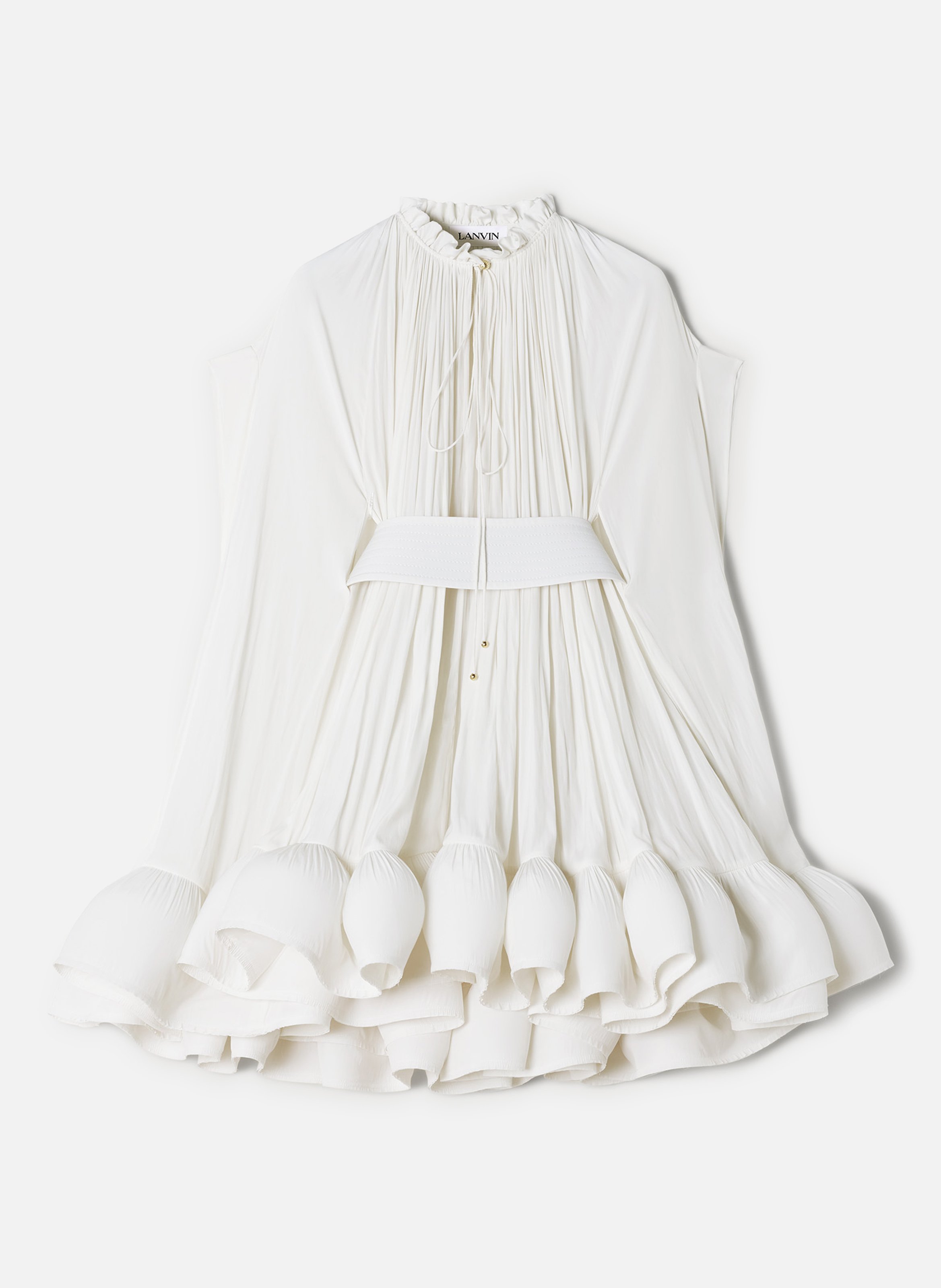 Robe courte en charmeuse LANVIN Blanc