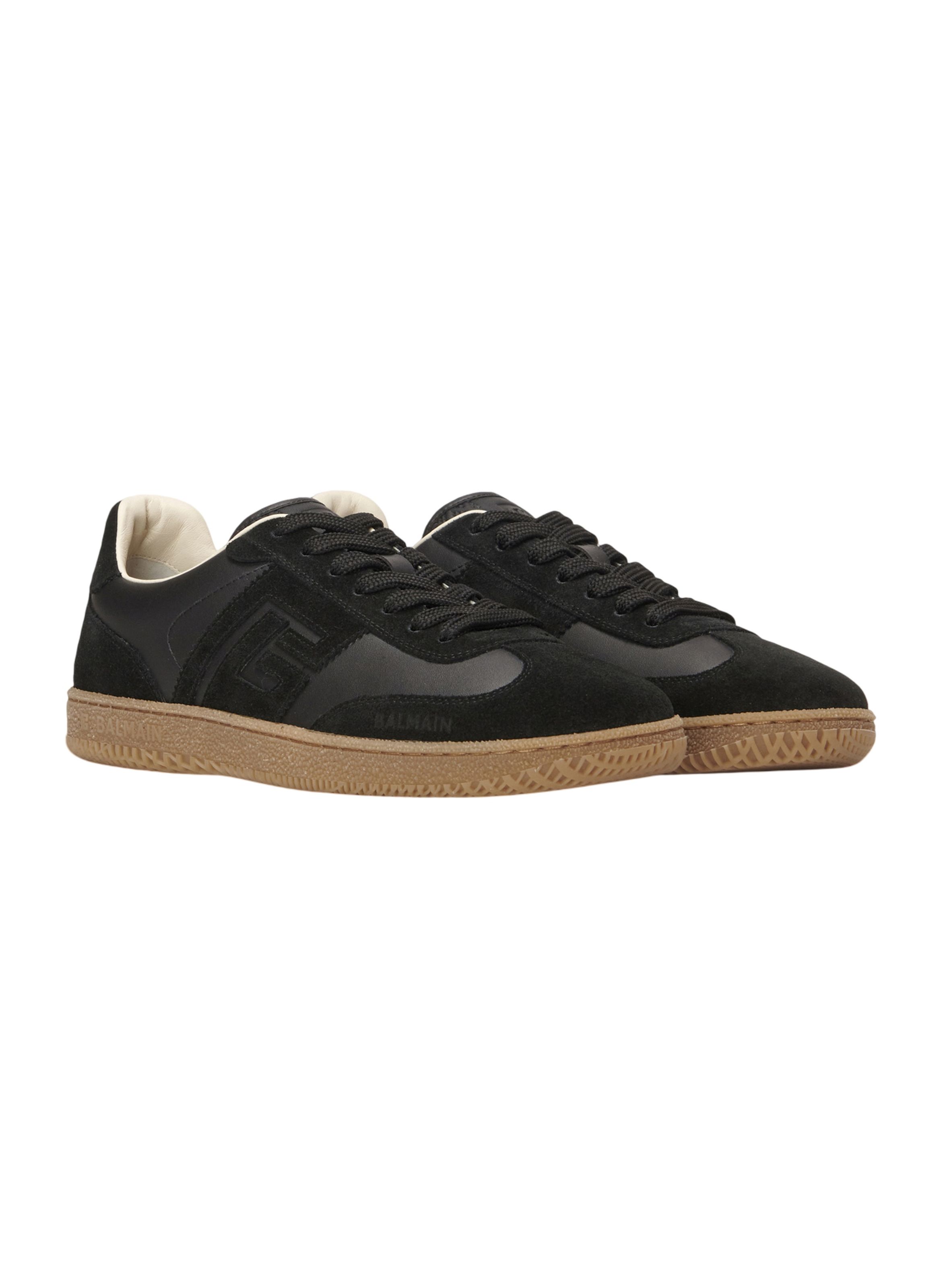 Baskets balmain swan en cuir lisse et suédé BALMAIN Noir