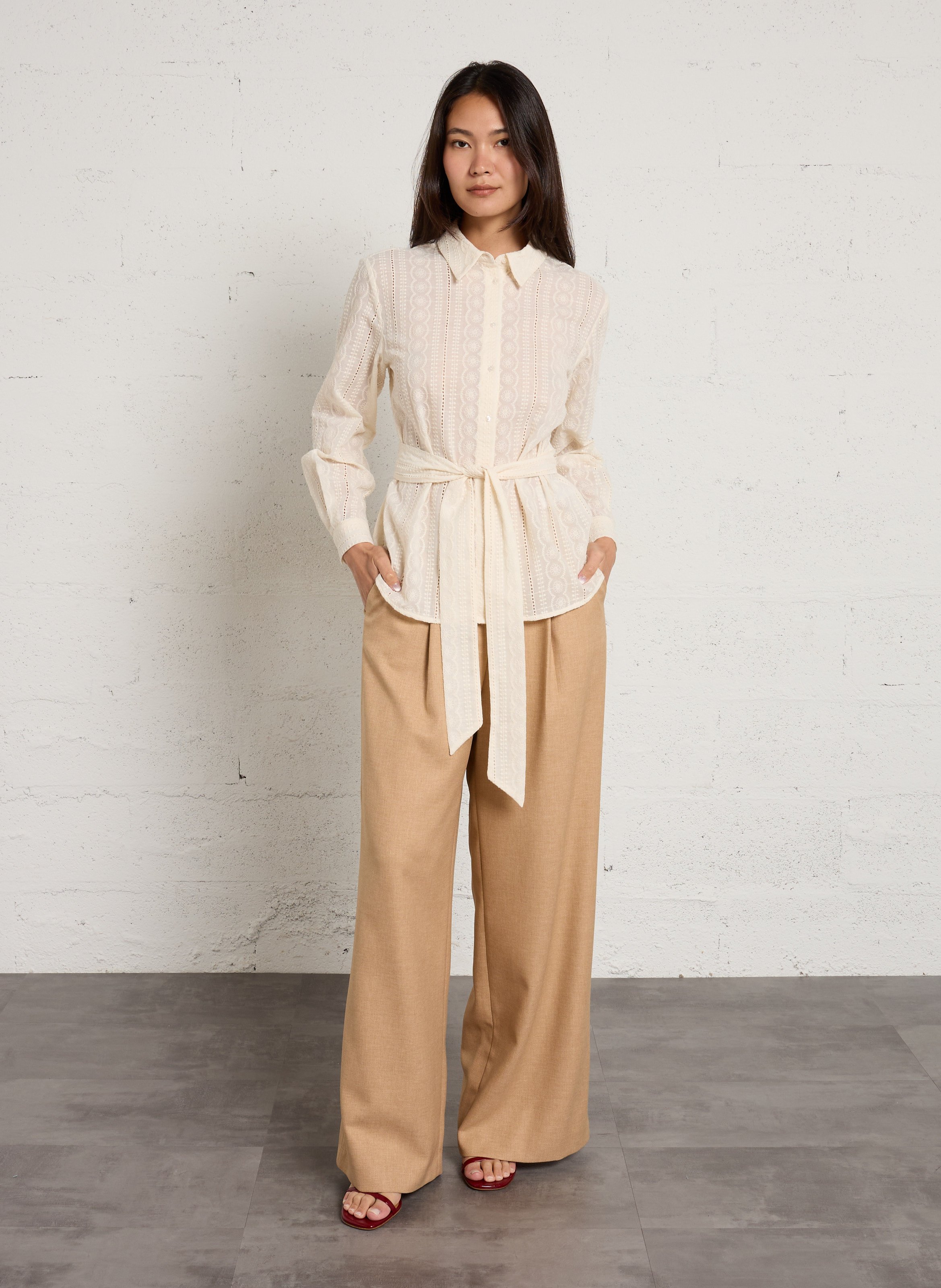 Chemise oversize brodée colette MAISON 123 Beige