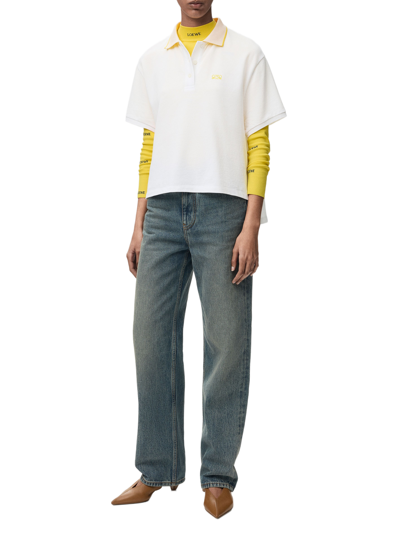 A-line cotton polo LOEWE White