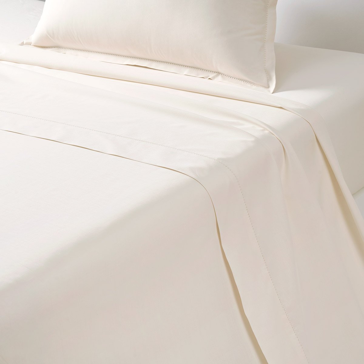 Drap plat en percale de coton, alcove  Ivoire