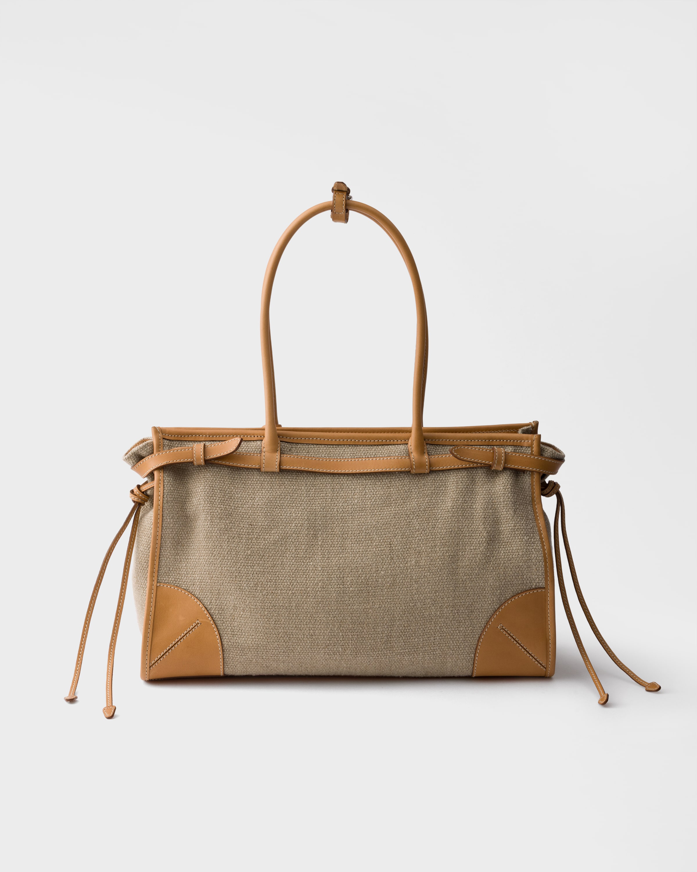 Cabas prada bonnie en lin et cuir PRADA Beige