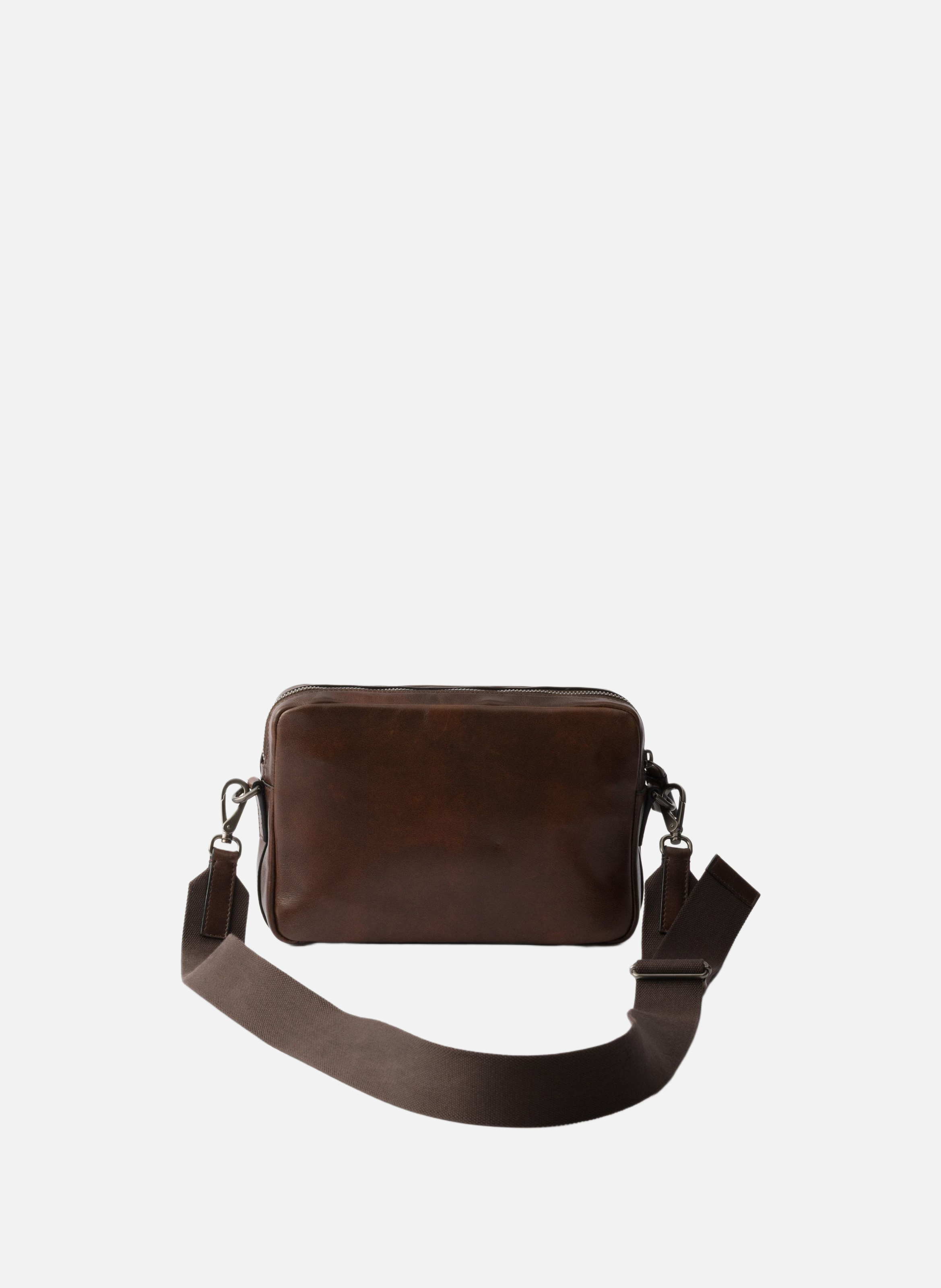 Sac à bandoulière en cuir PRADA Marron