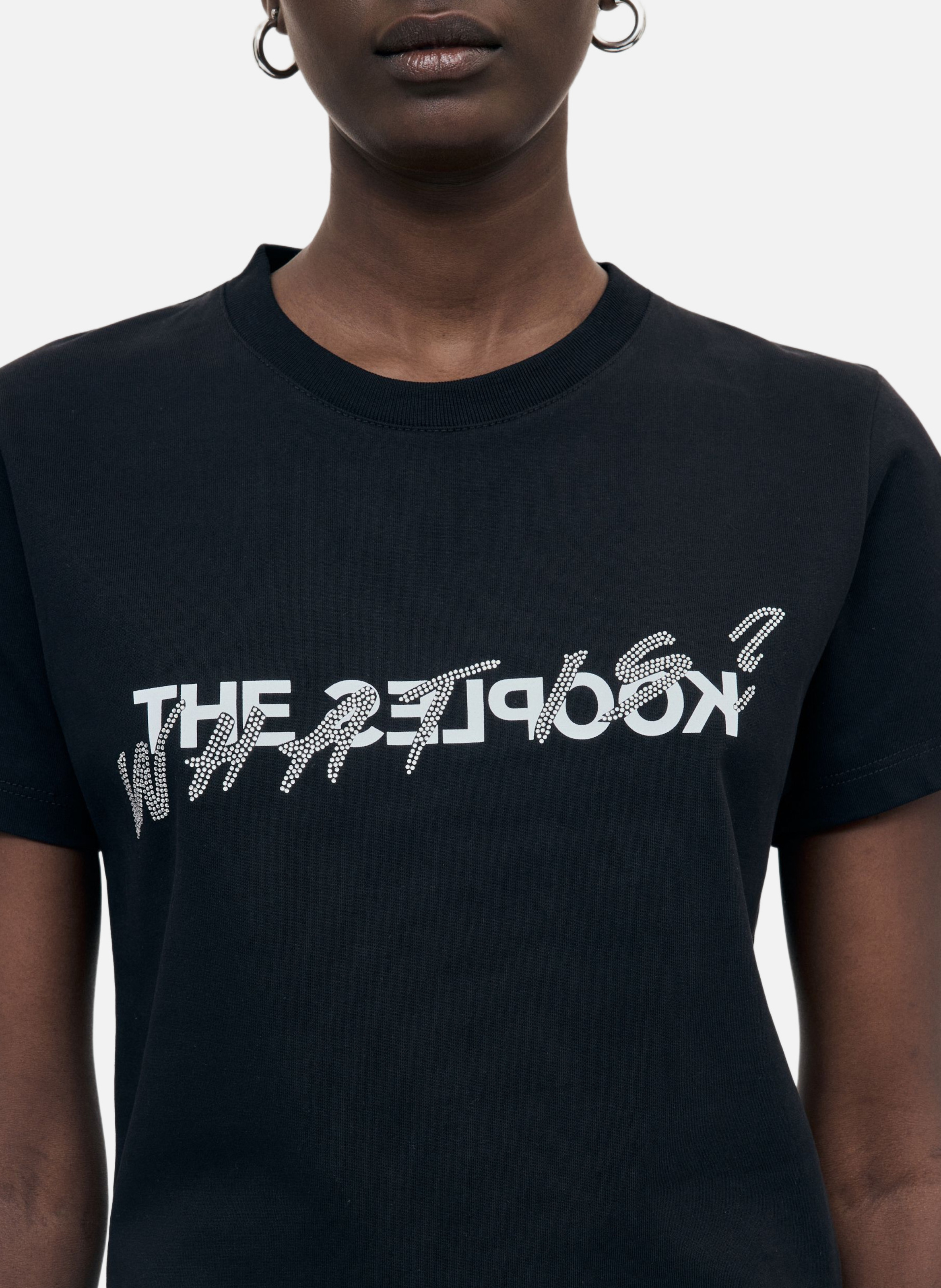 T-shirt en coton what is avec strass THE KOOPLES Noir