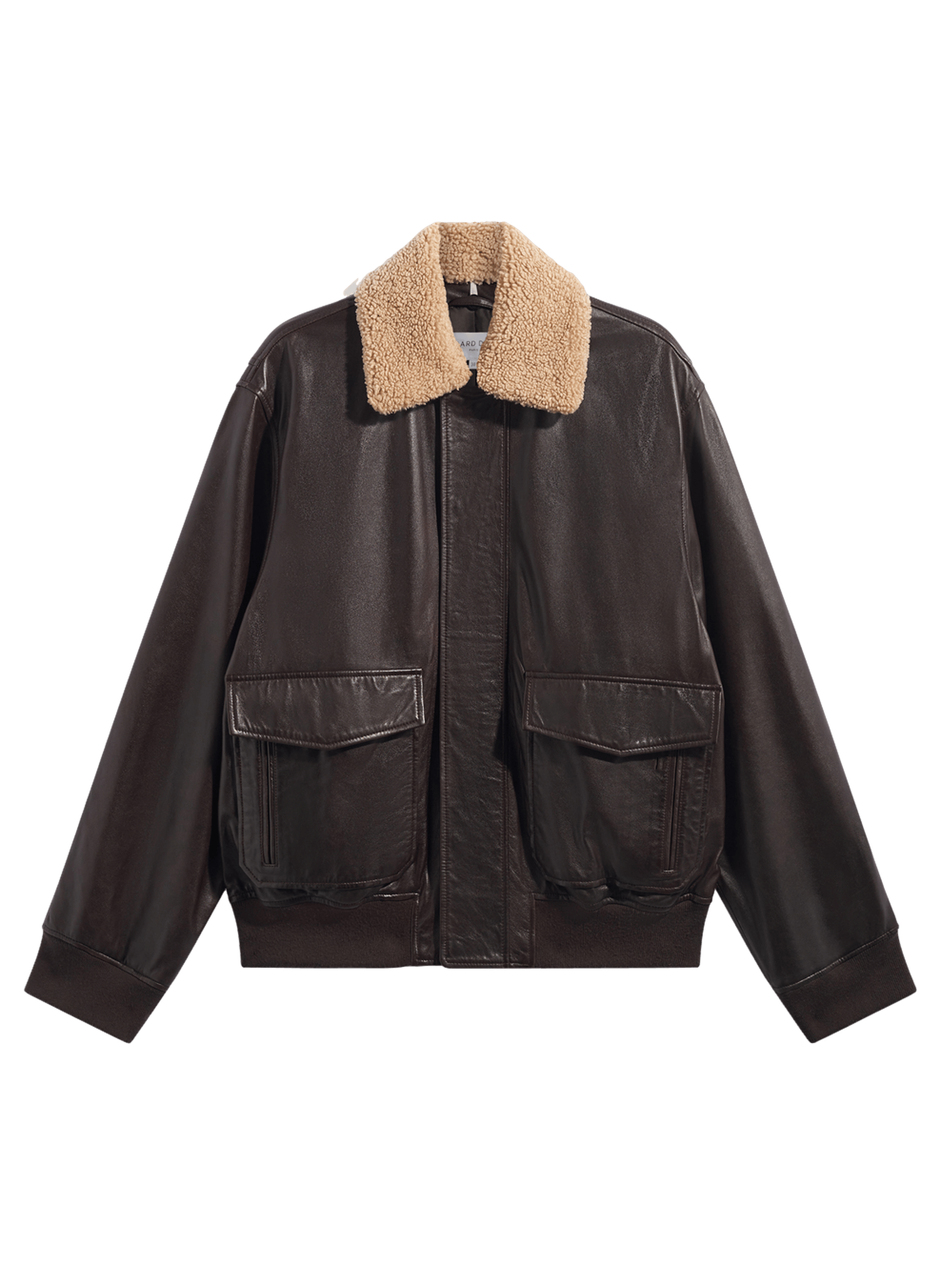 Blouson aviateur en cuir et col en fourrure - pippa GERARD DAREL Marron