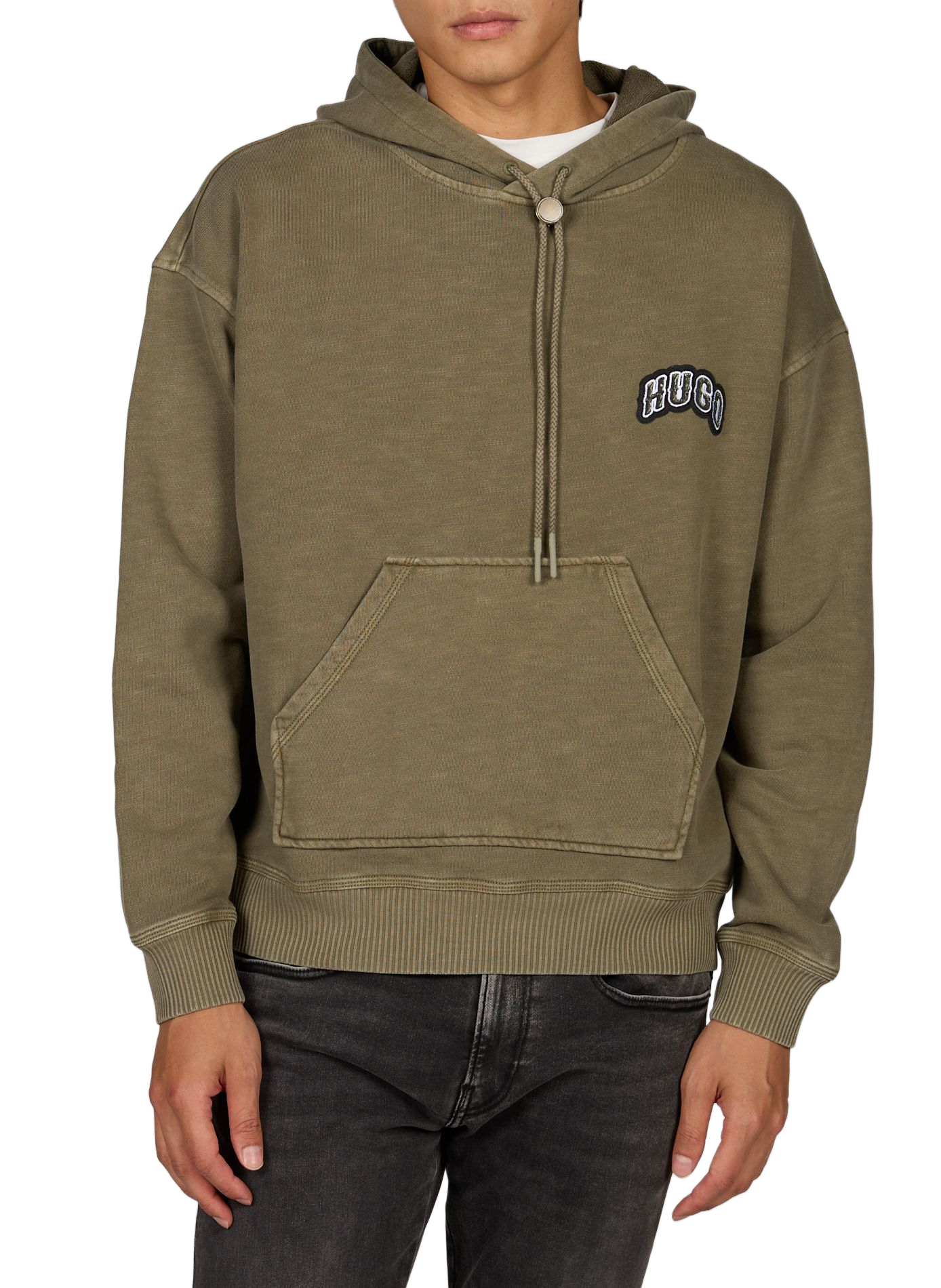 Sweatchirt droit à capuche en coton HUGO BLUE Vert